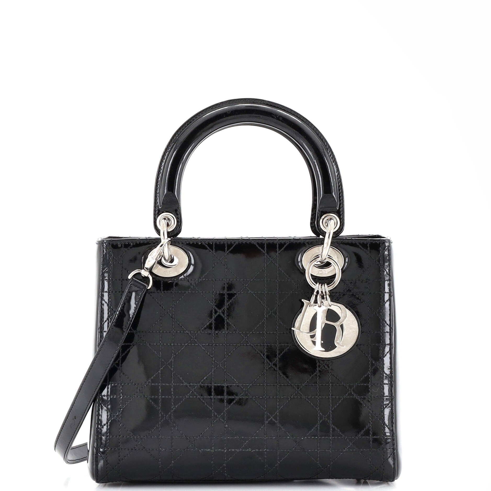 Lady Dior Bag Cannage Stitch Patent Medium