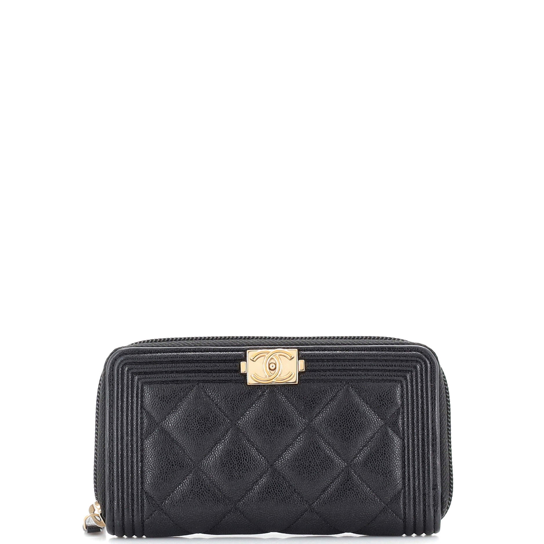 Boy Zip Around Wallet Quilted Caviar Small