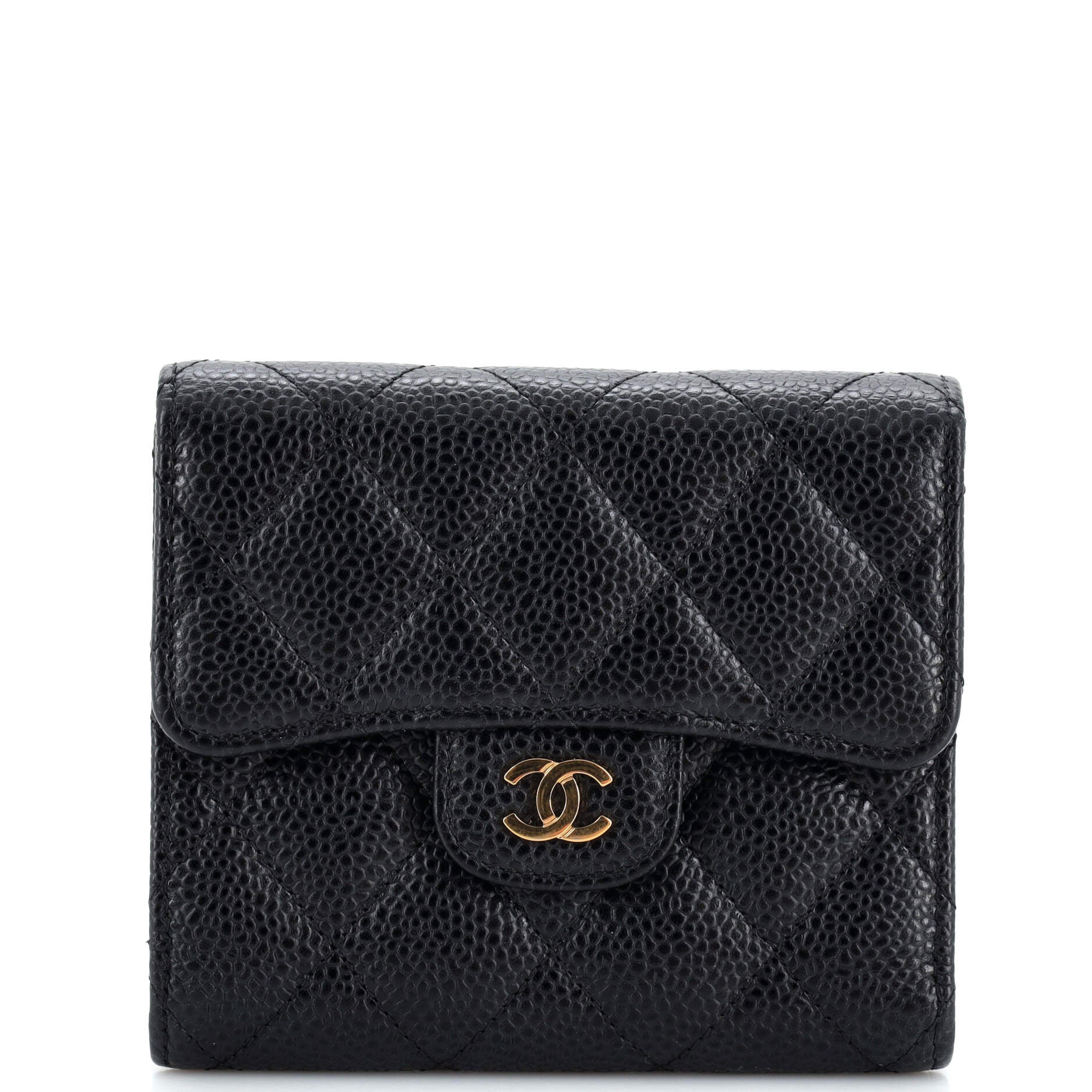 CC Compact Classic Flap Wallet Quilted Caviar