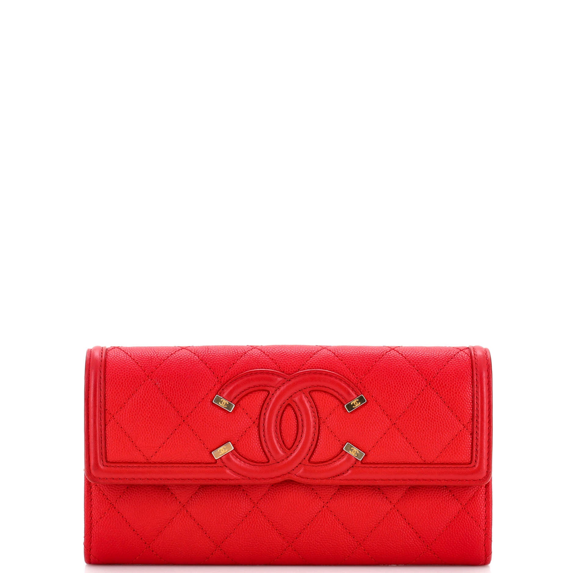 Filigree Flap Wallet Quilted Caviar Long