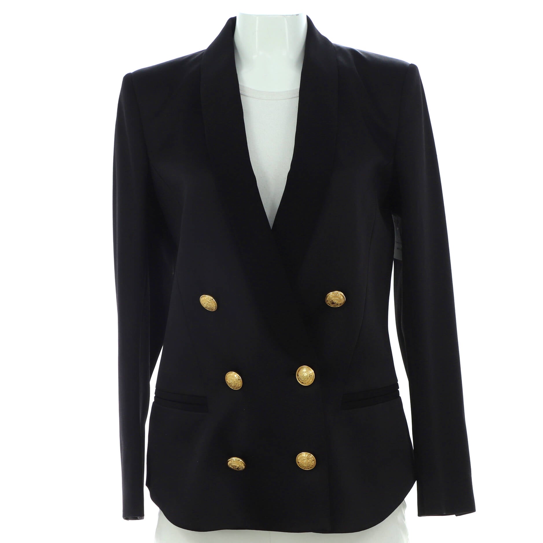 Women's Shawl Collar Double Breasted Blazer Viscose Blend