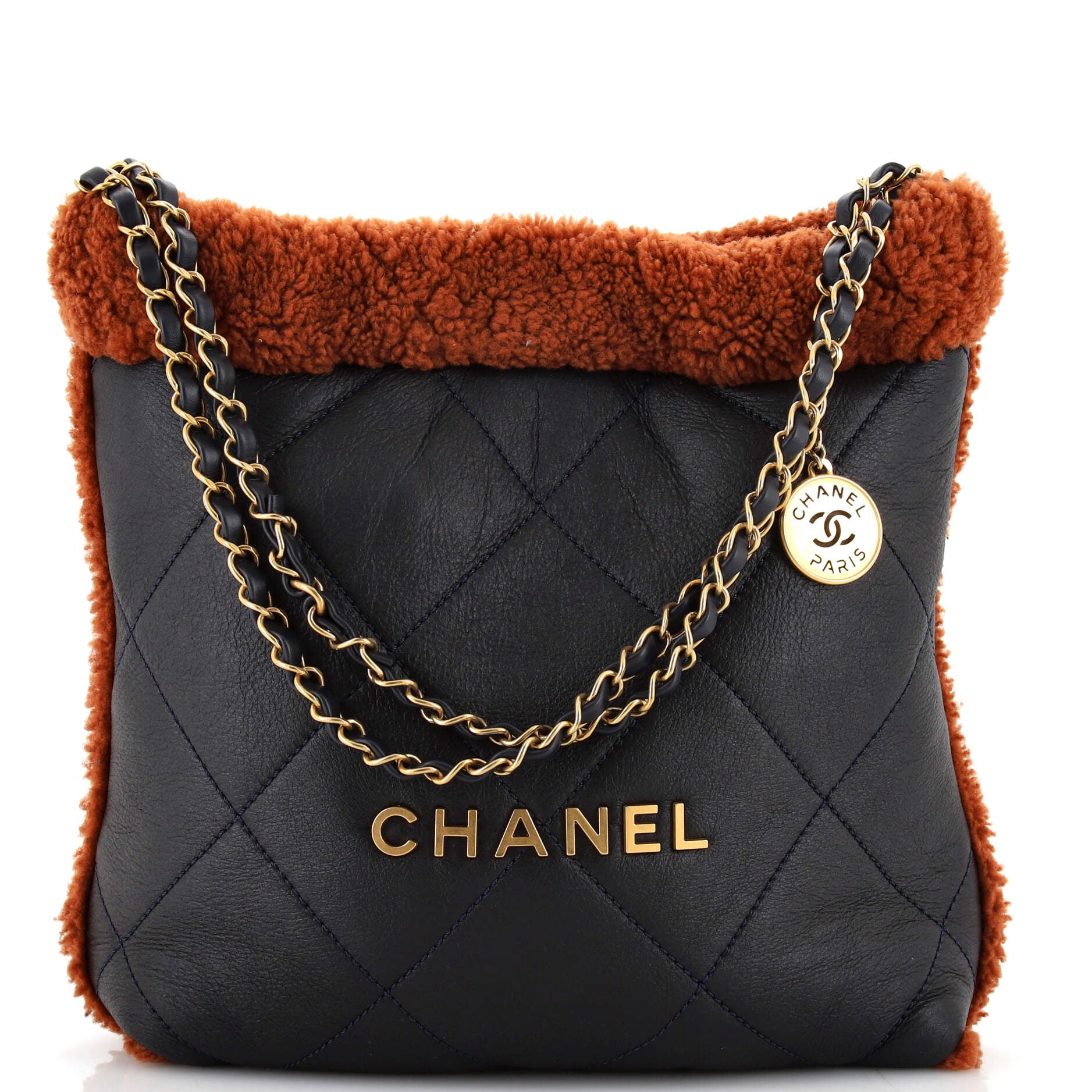 22 Chain Hobo Quilted Lambskin with Shearling Small