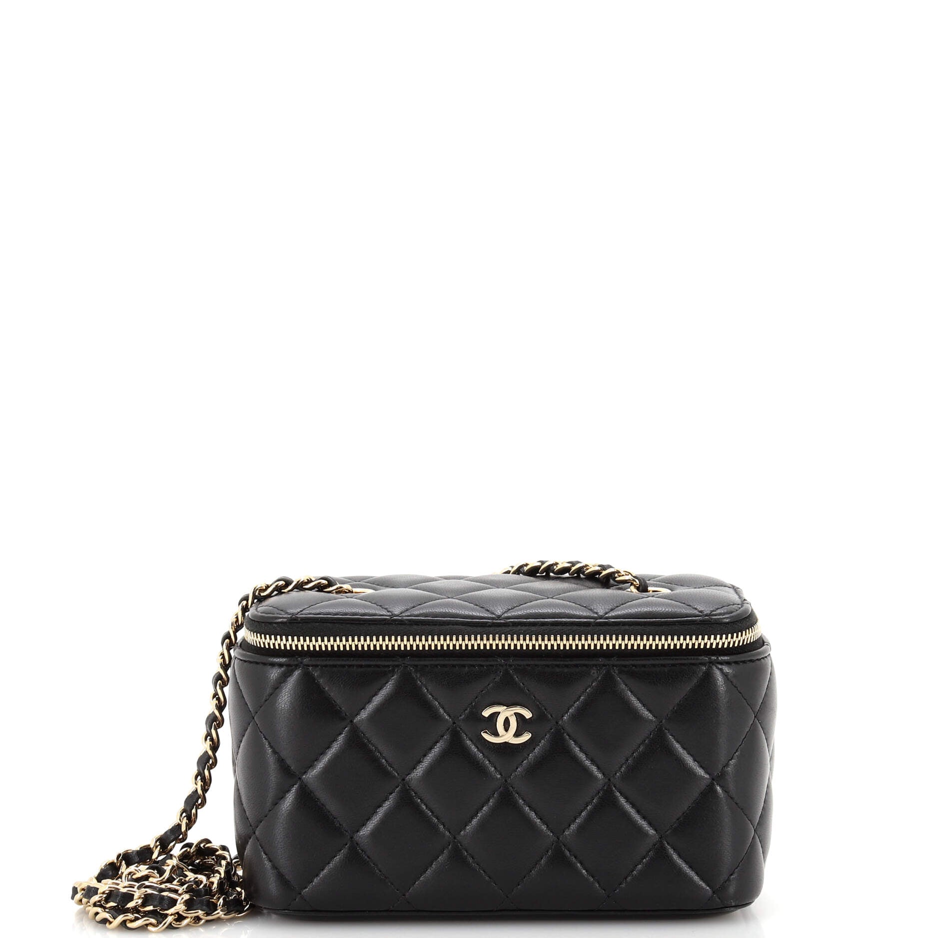 Classic Vanity Case with Chain Quilted Lambskin Small