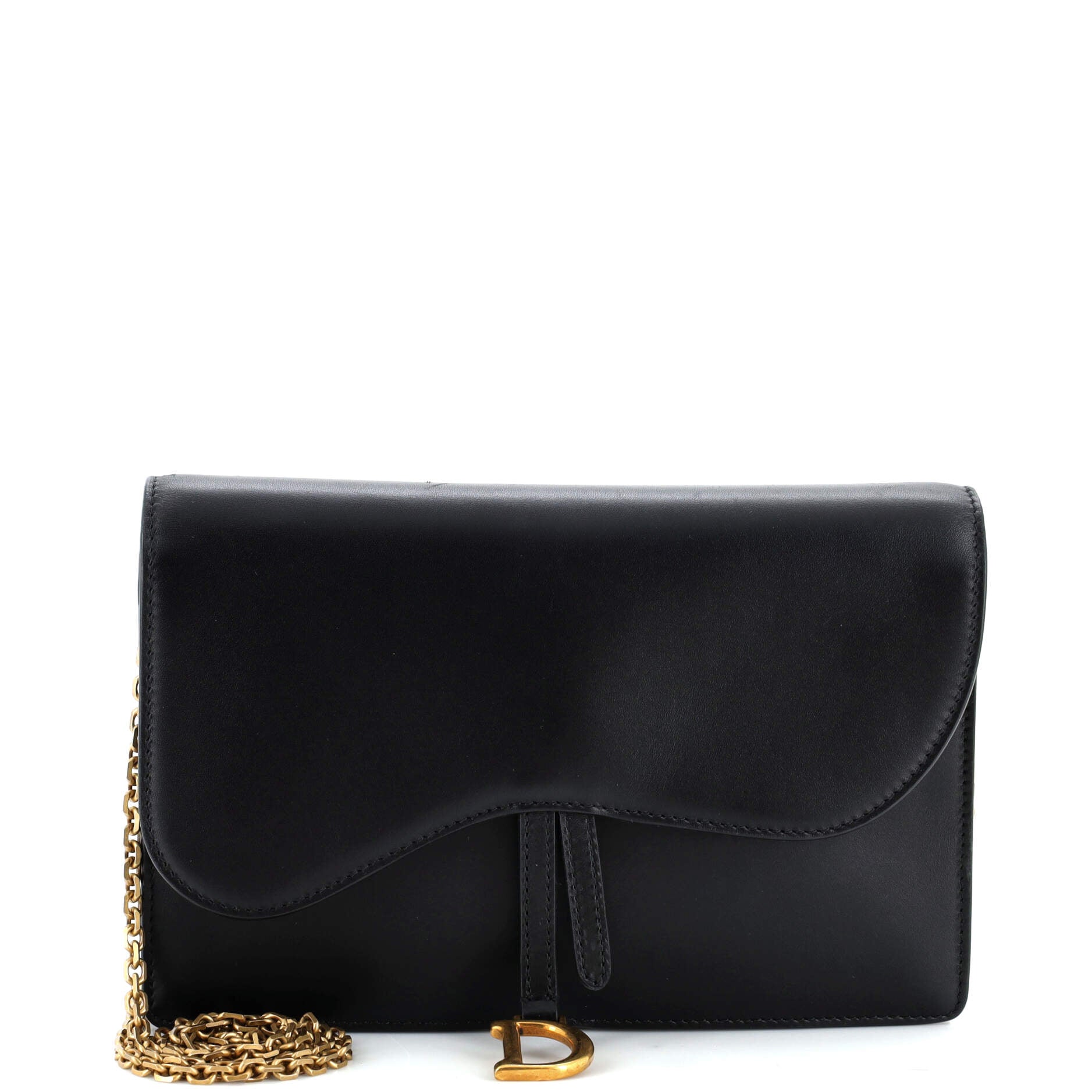 Saddle Chain Clutch Leather