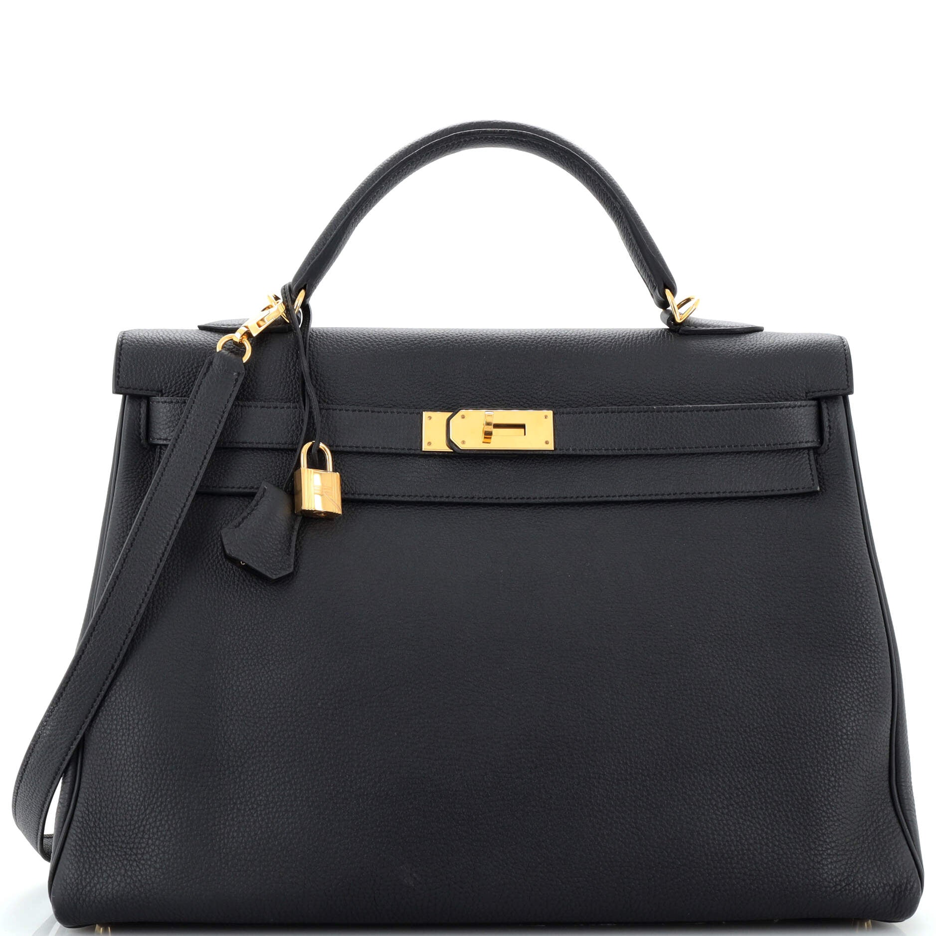 Kelly Handbag Noir Togo with Gold Hardware 40