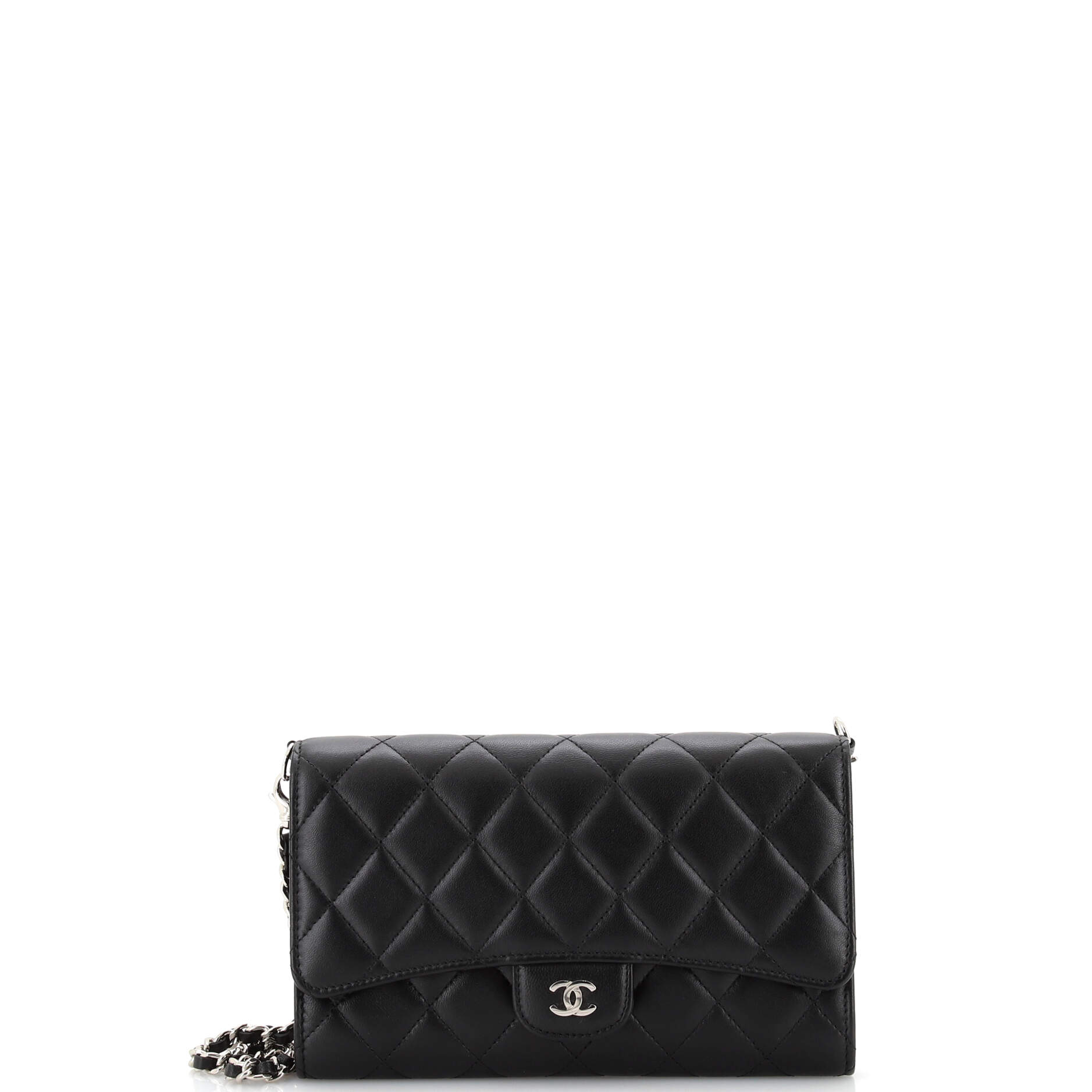 Wallet on Short Chain Quilted Lambskin