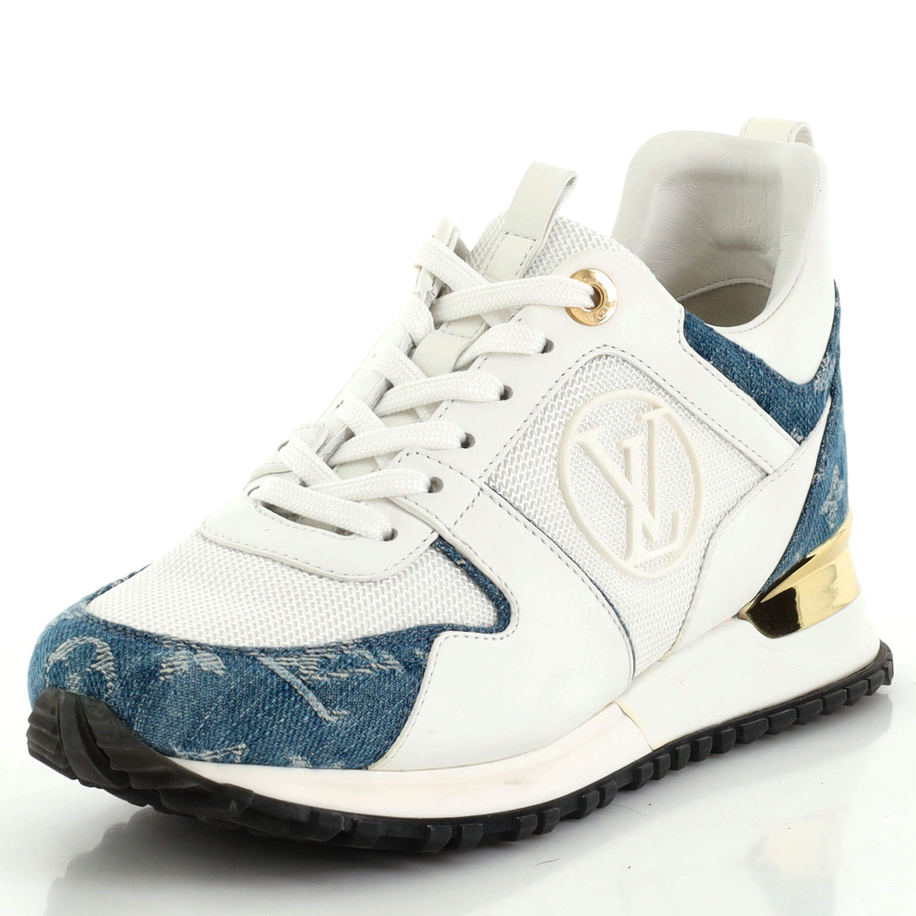 Women's Run Away Sneakers Mesh with Monogram Denim and Leather