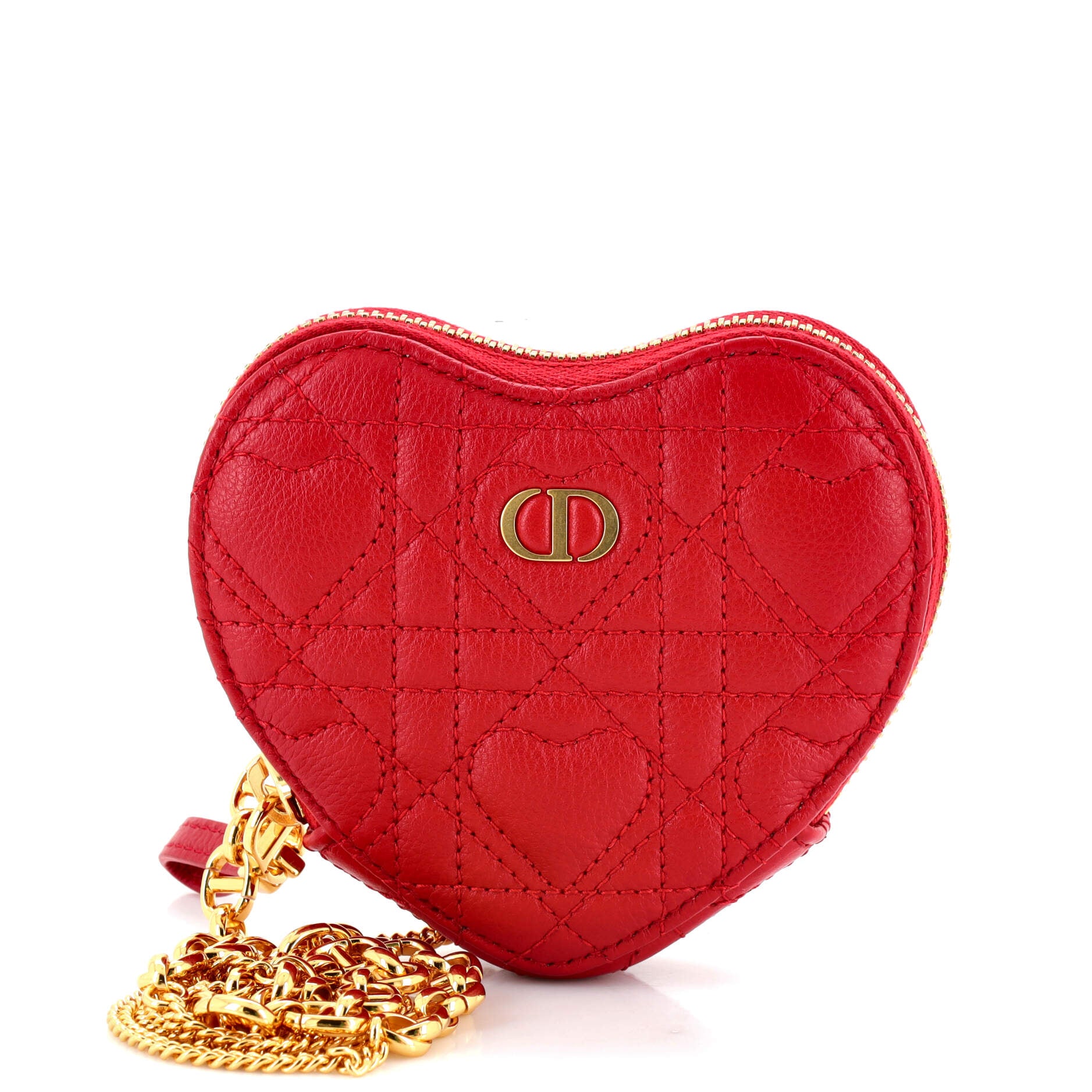 DiorAmour Caro Heart Pouch with Chain Cannage Quilt Calfskin