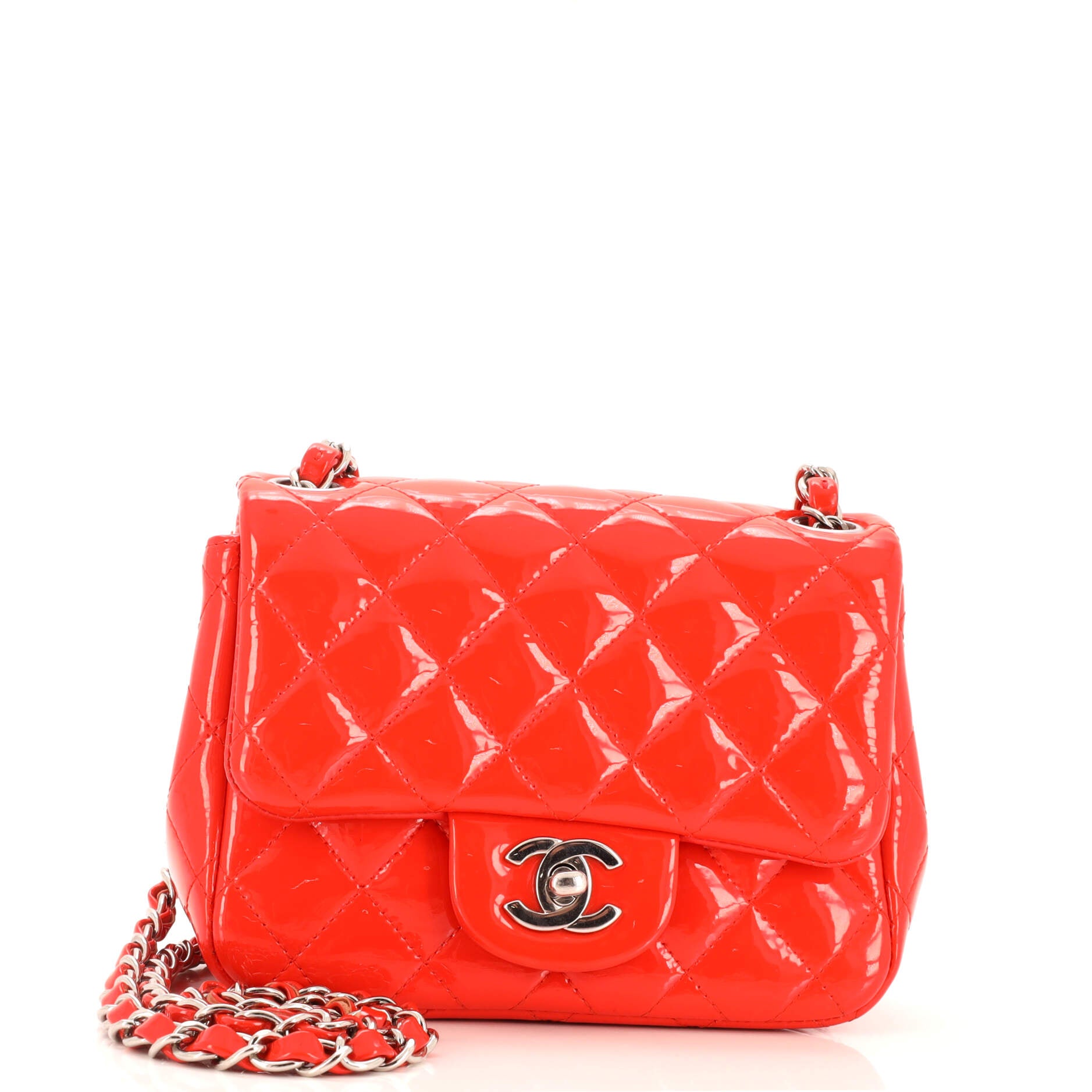 Square Classic Single Flap Bag Quilted Patent Mini