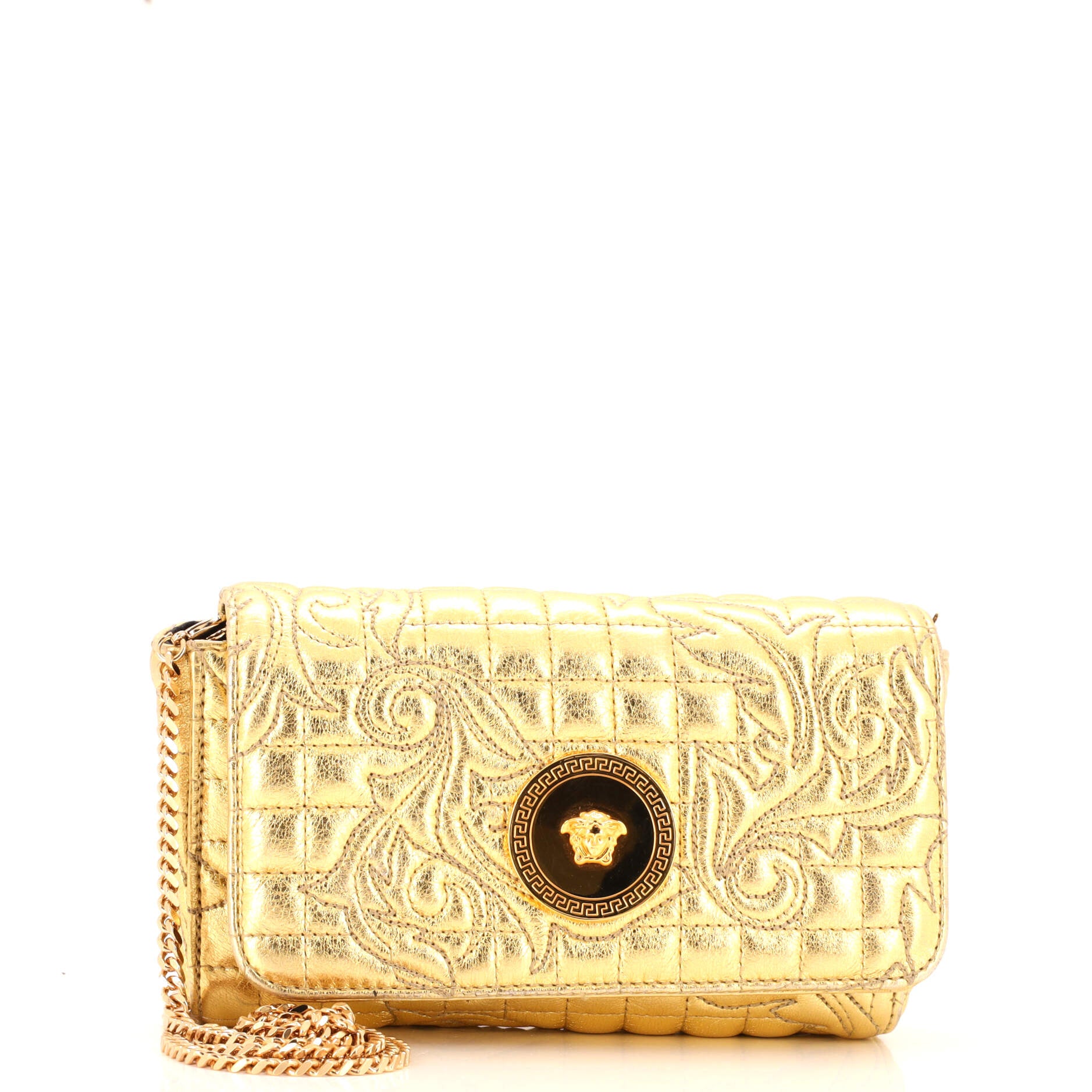 Medusa Icon Chain Flap Bag Quilted Leather Mini