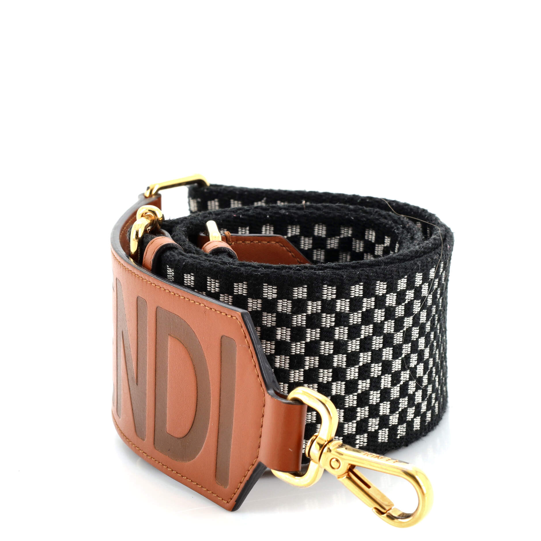 Logo Strap You Shoulder Strap Check Canvas and Leather