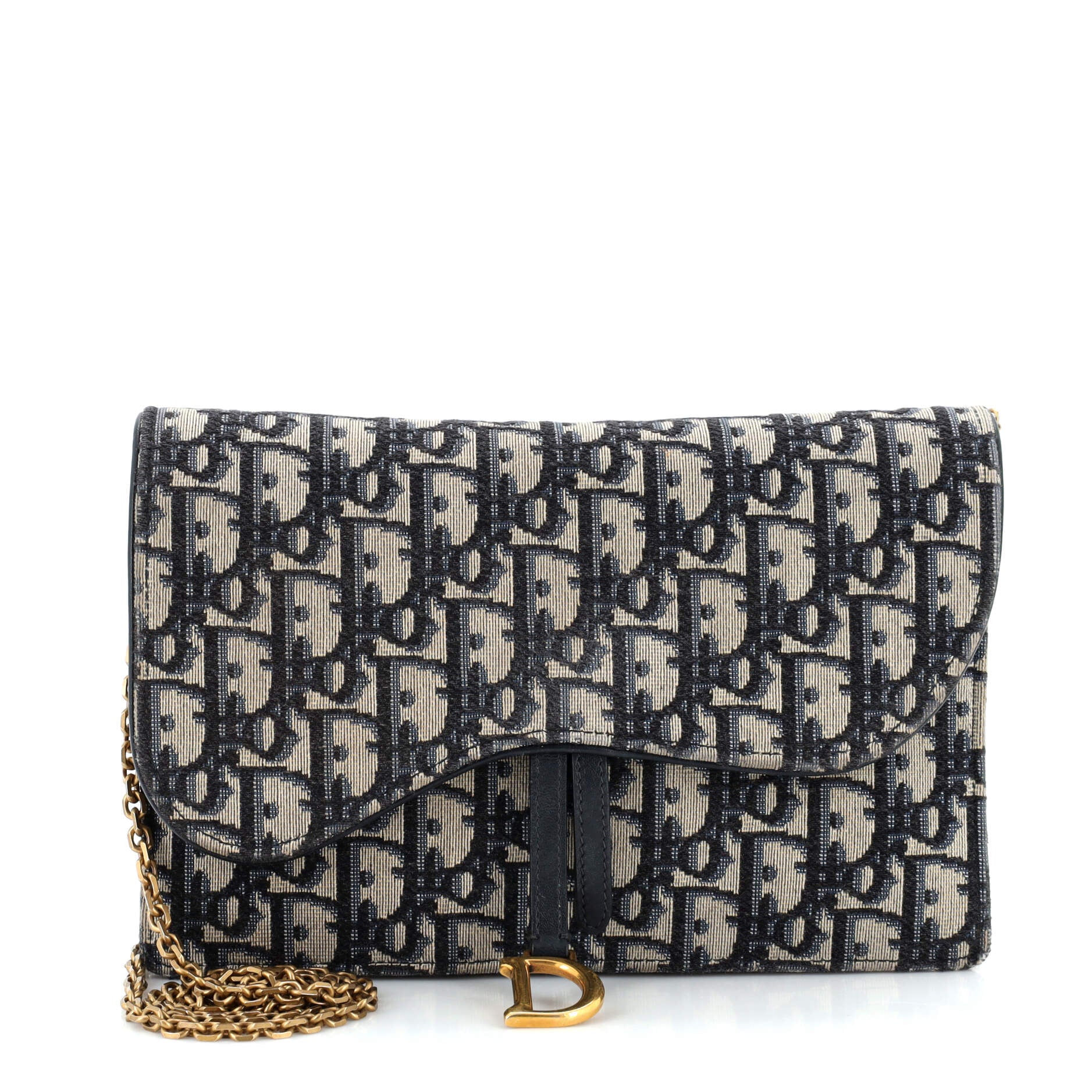 Saddle Chain Clutch Oblique Canvas