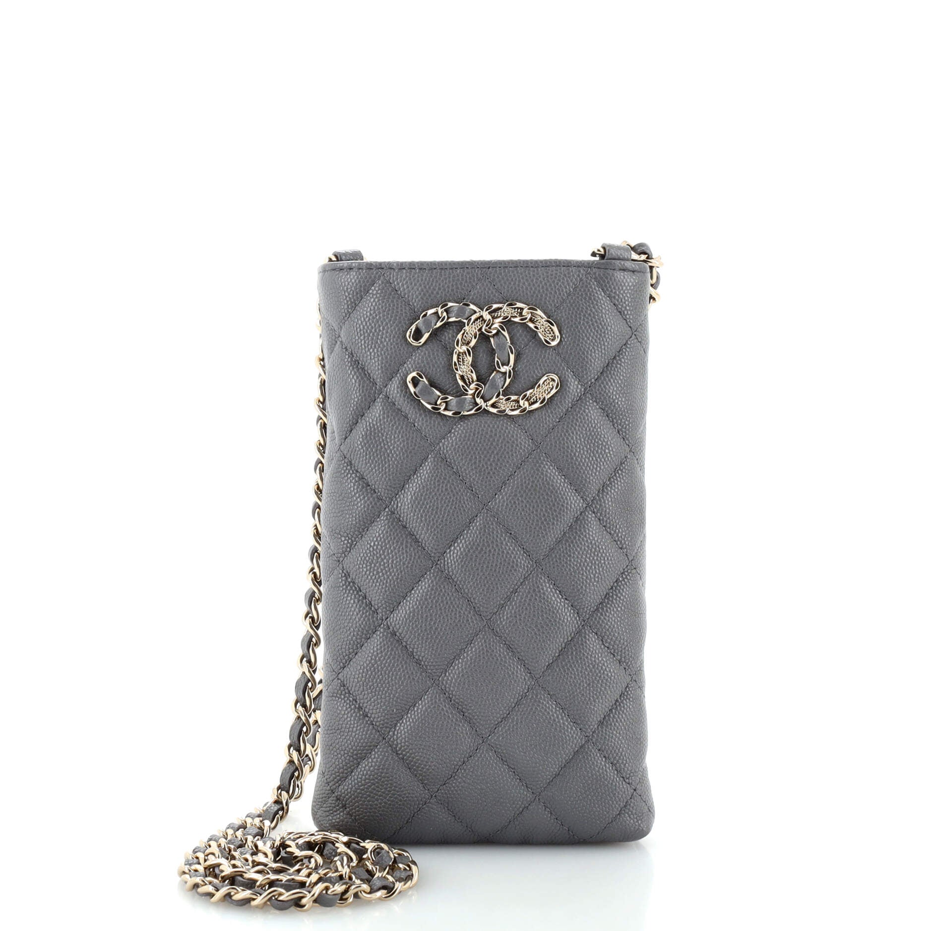 French New Wave Phone Holder Crossbody Bag Quilted Caviar