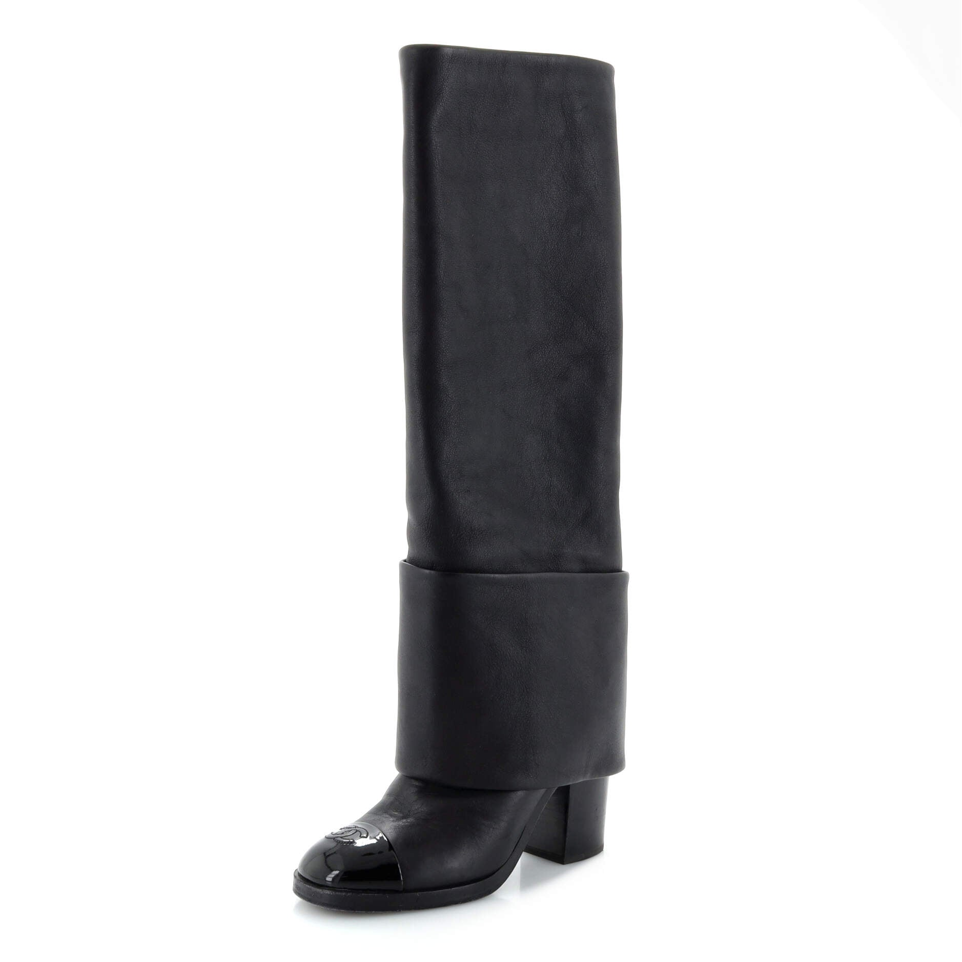 Women's Cap Toe Boots Leather with Patent