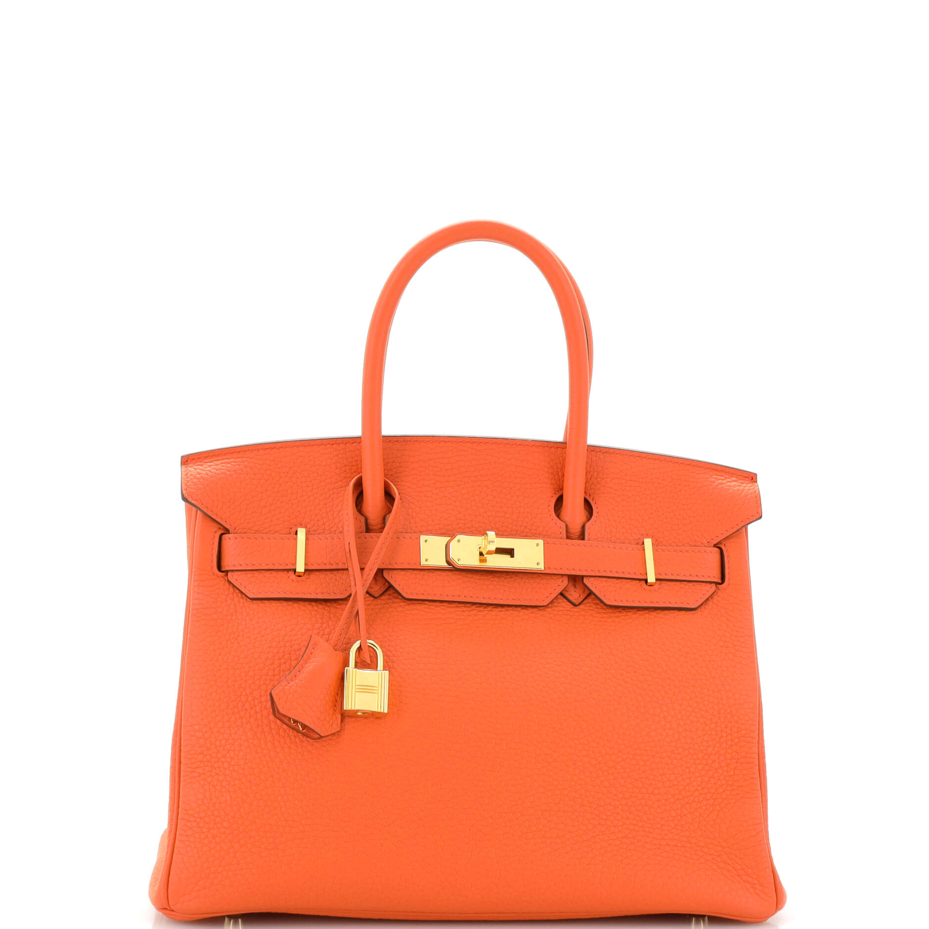 Birkin Handbag Orange Poppy Clemence with Gold Hardware 30