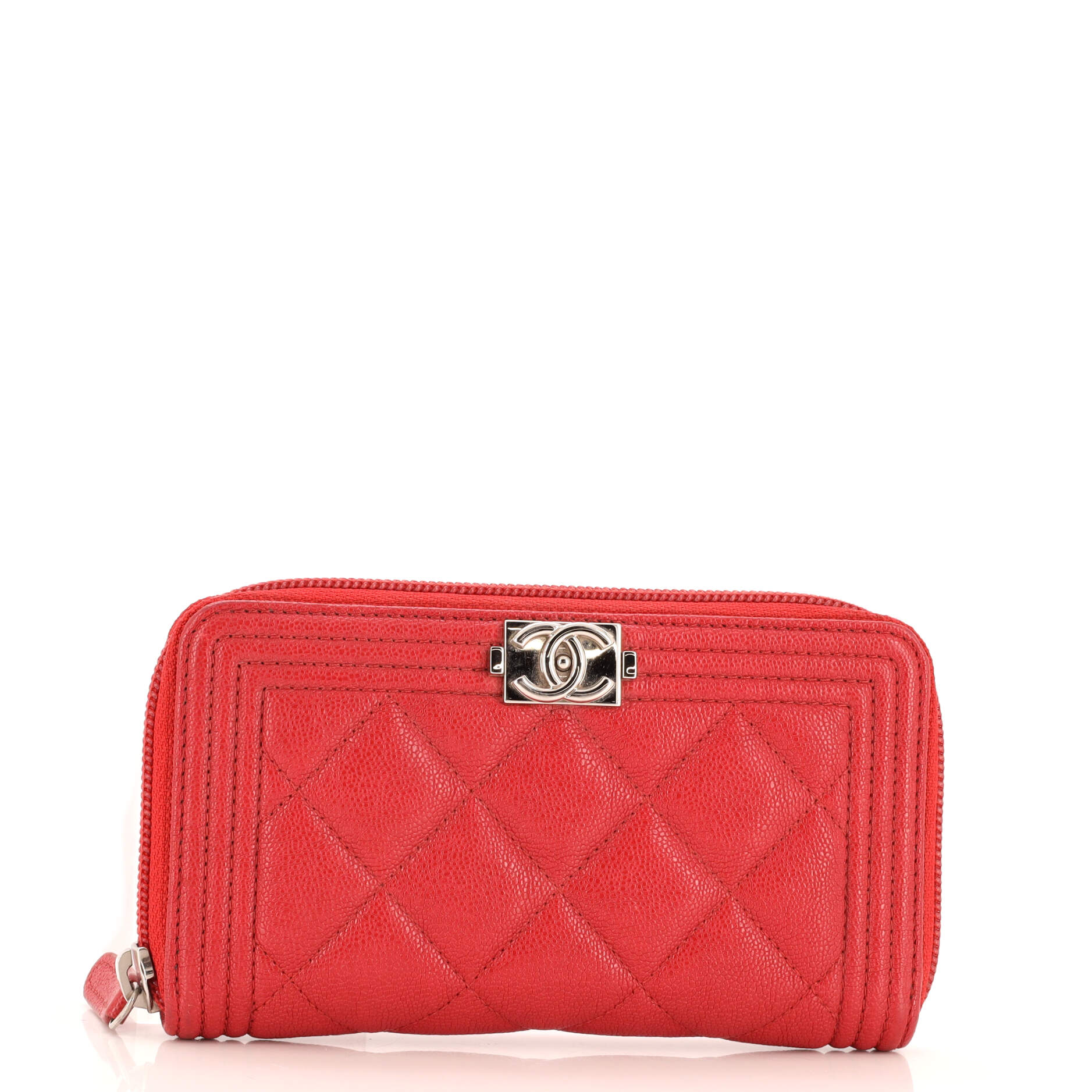 Zip Around Wallet Quilted Caviar Small