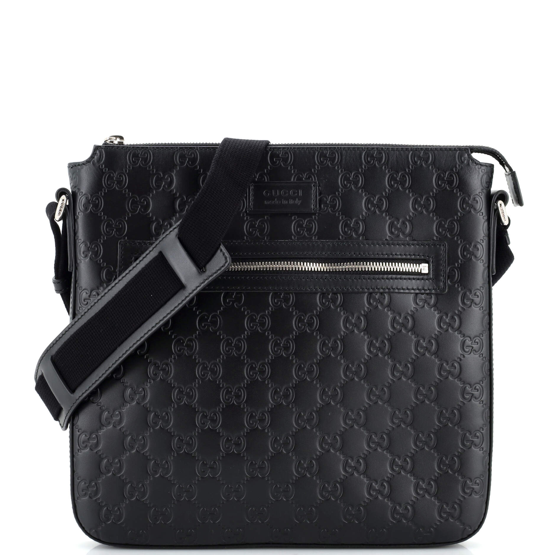 Signature Zip Messenger Bag Guccissima Leather Small