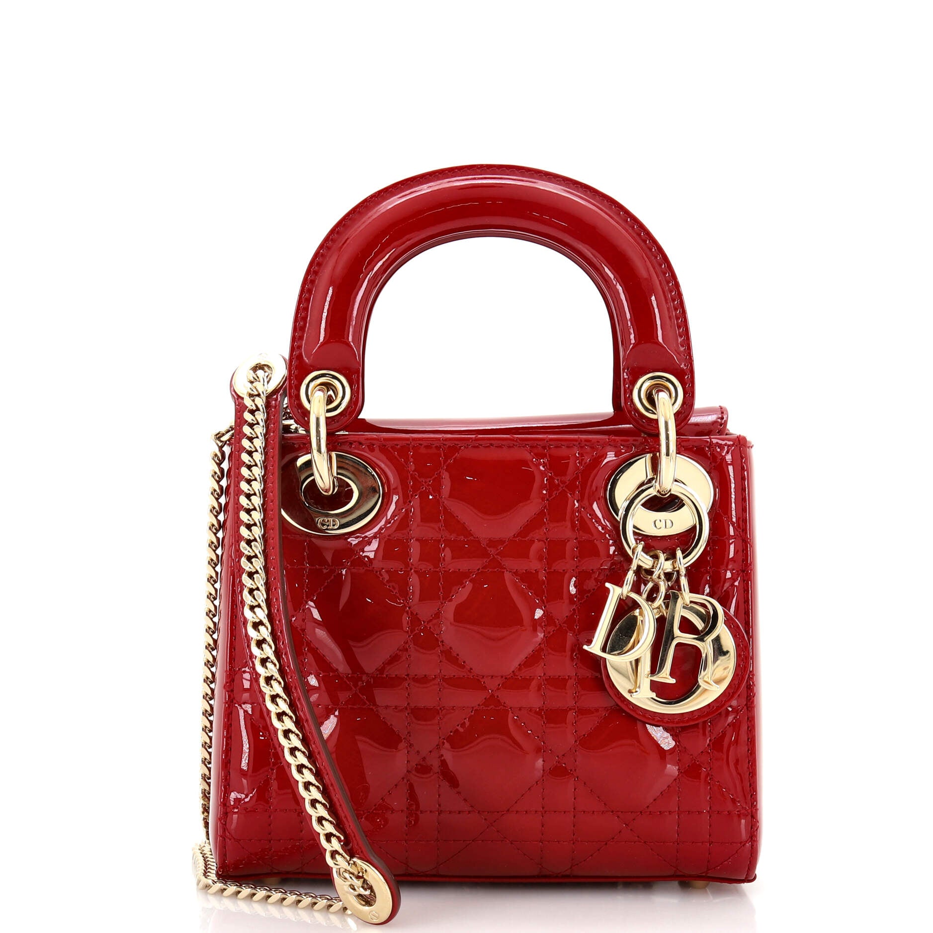 Lady Dior Chain Bag Cannage Quilt Patent Mini