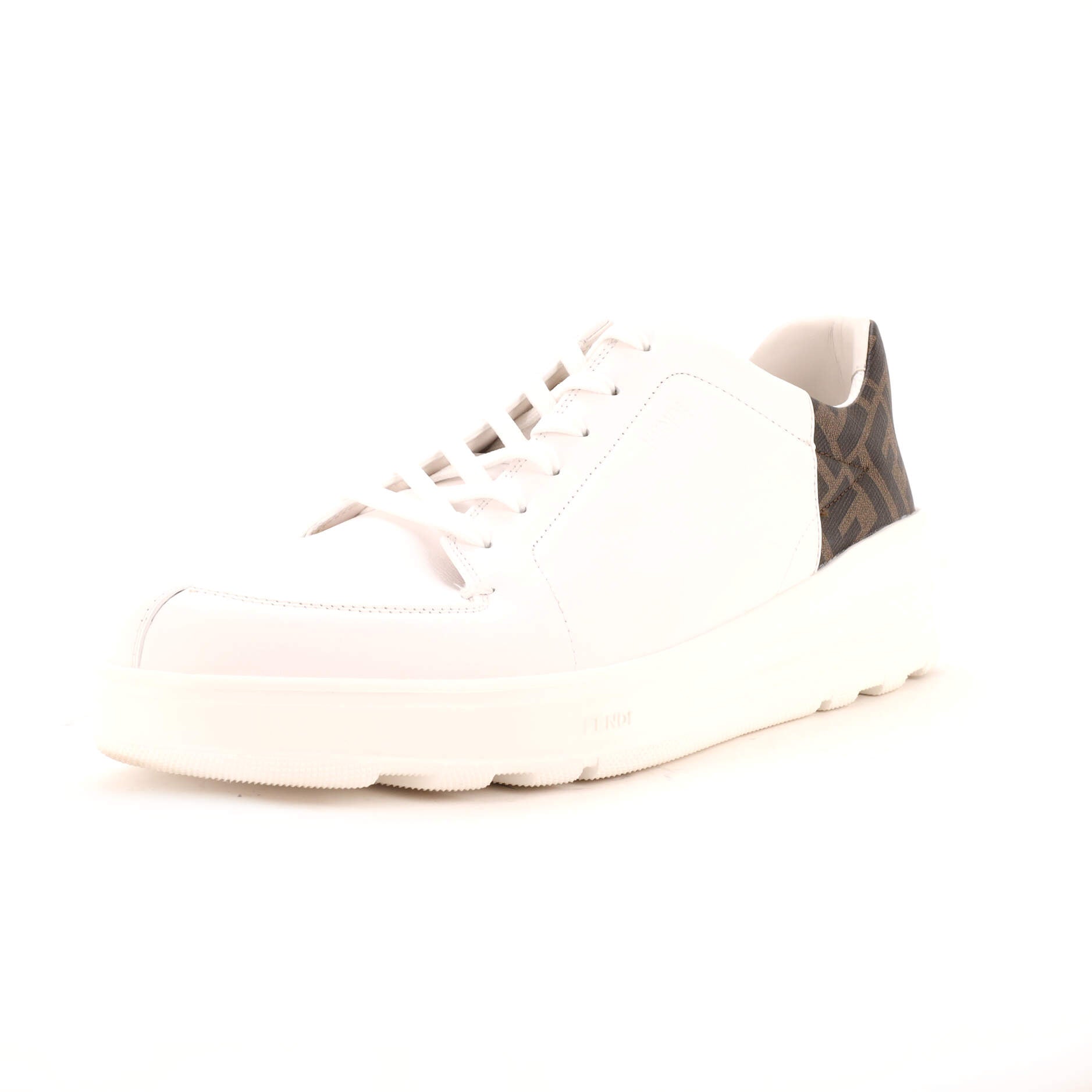 Men's Fendi Forever Low Top Sneakers Leather with Zucca Canvas