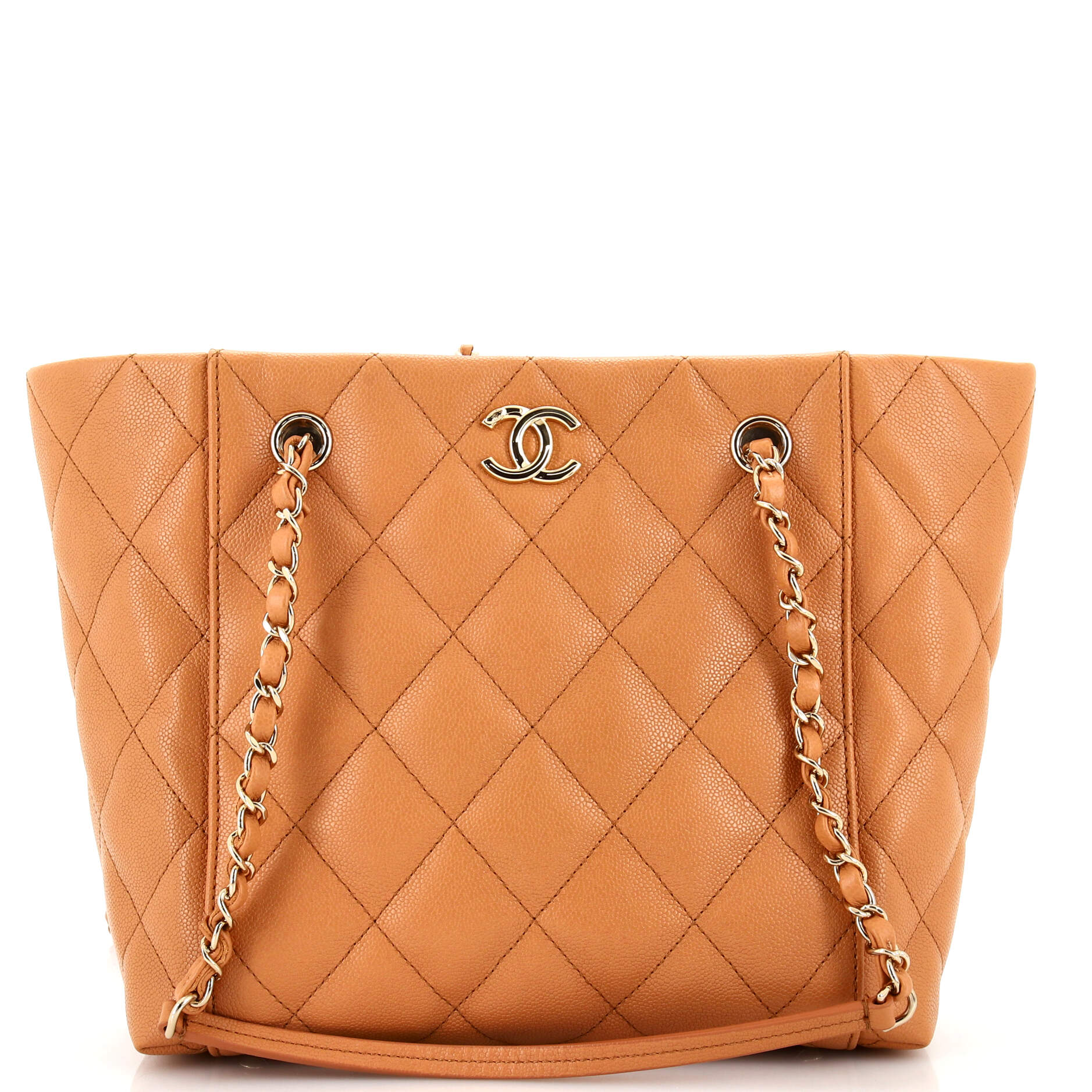 CC Daily Shopper Chain Tote Quilted Caviar Small