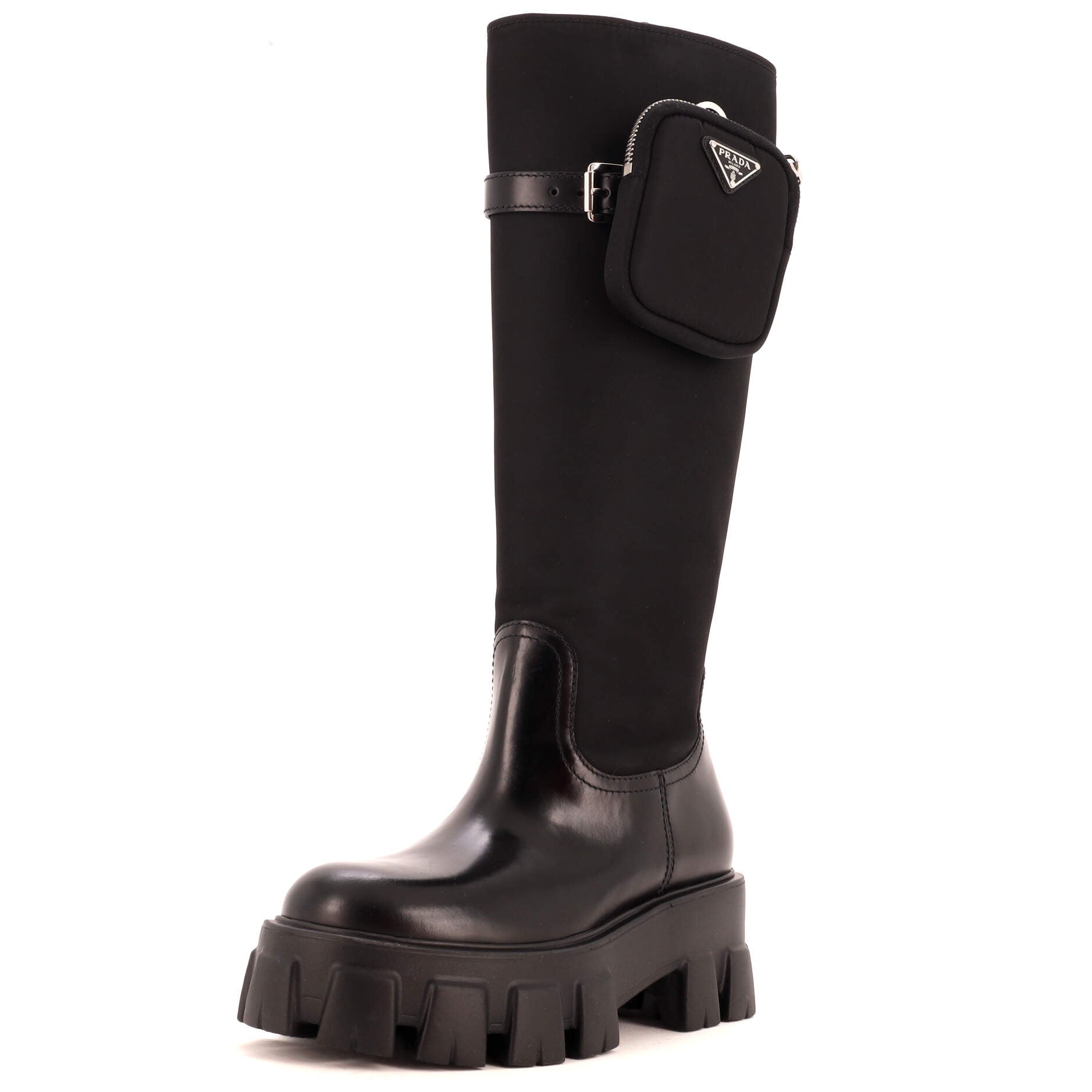 Women's Monolith Knee High Boots Nylon and Leather