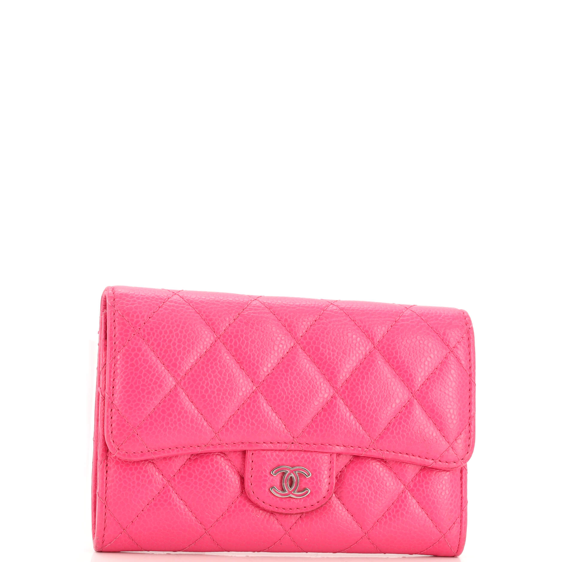 CC Gusset Classic Flap Wallet Quilted Caviar Small