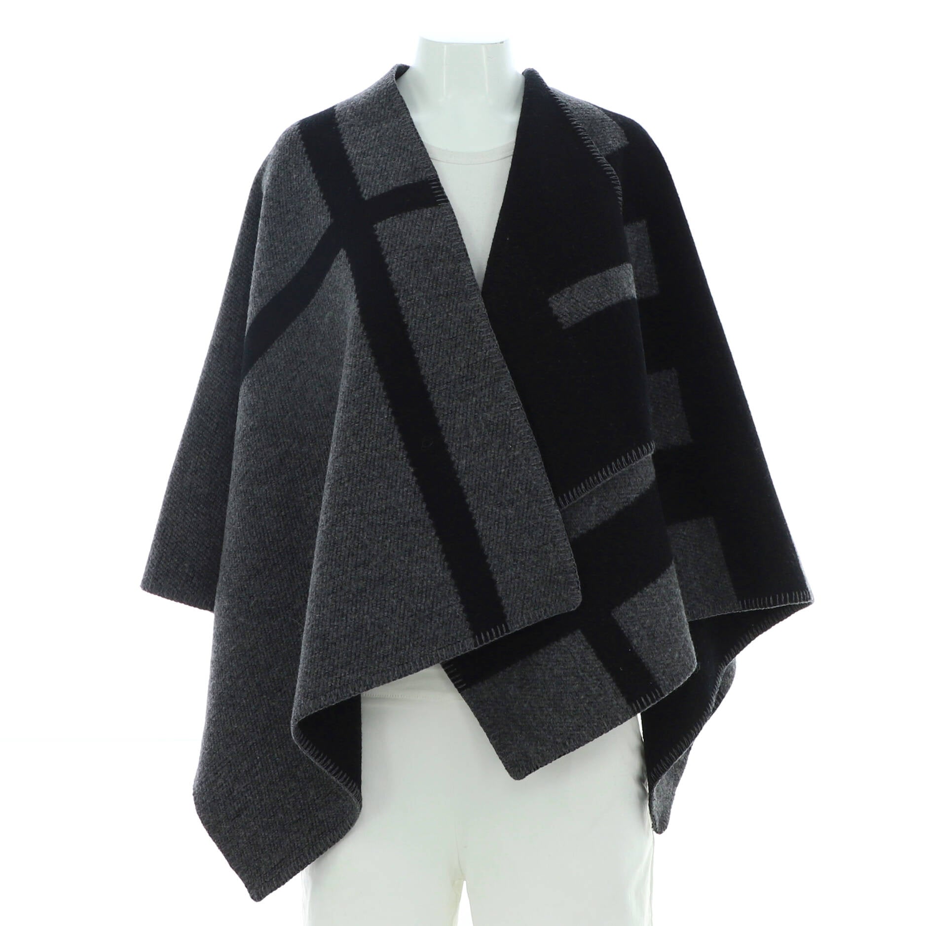 Women's Mega Check Cape Wool and Cashmere