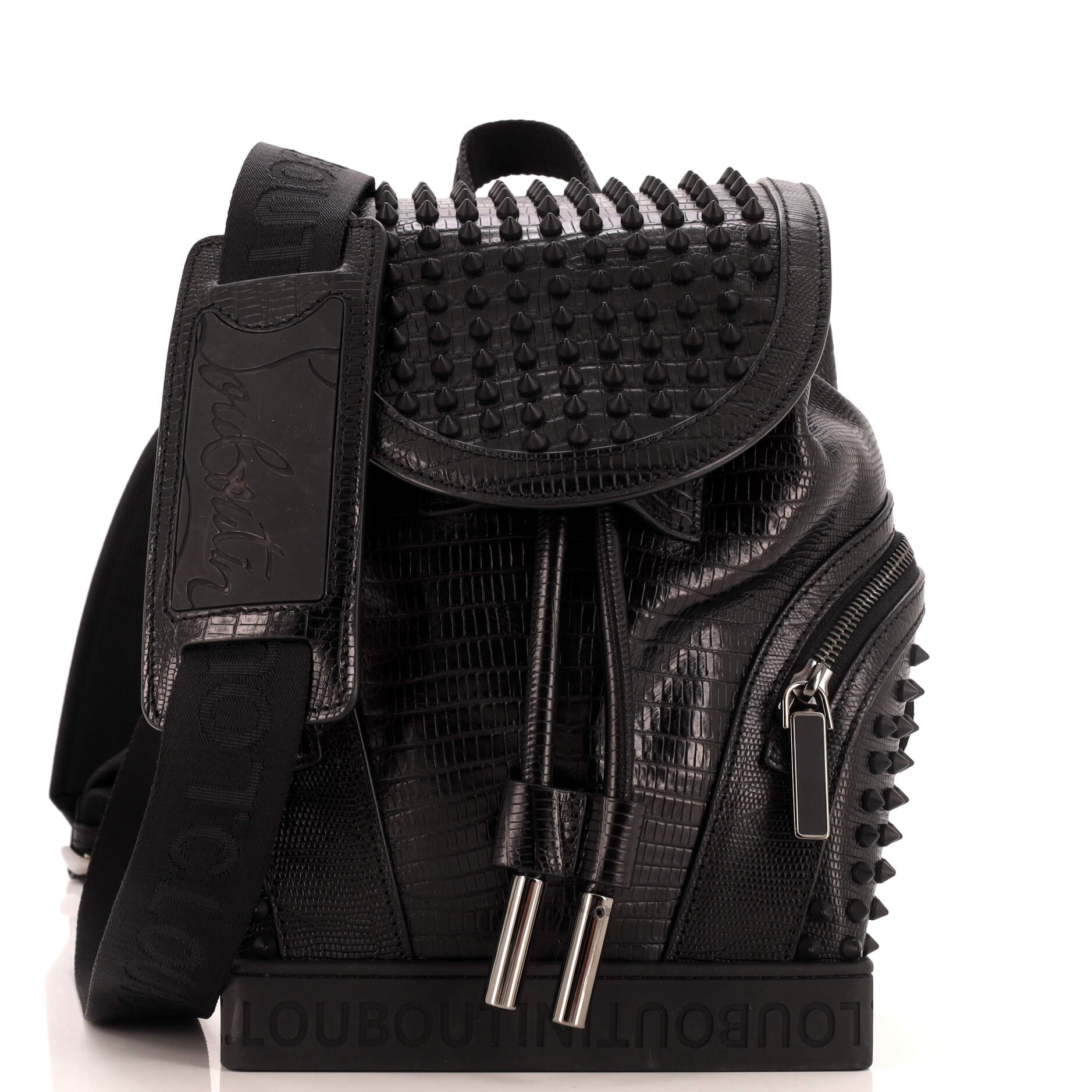 Explorafunk Backpack Crocodile Embossed Spiked Leather Small