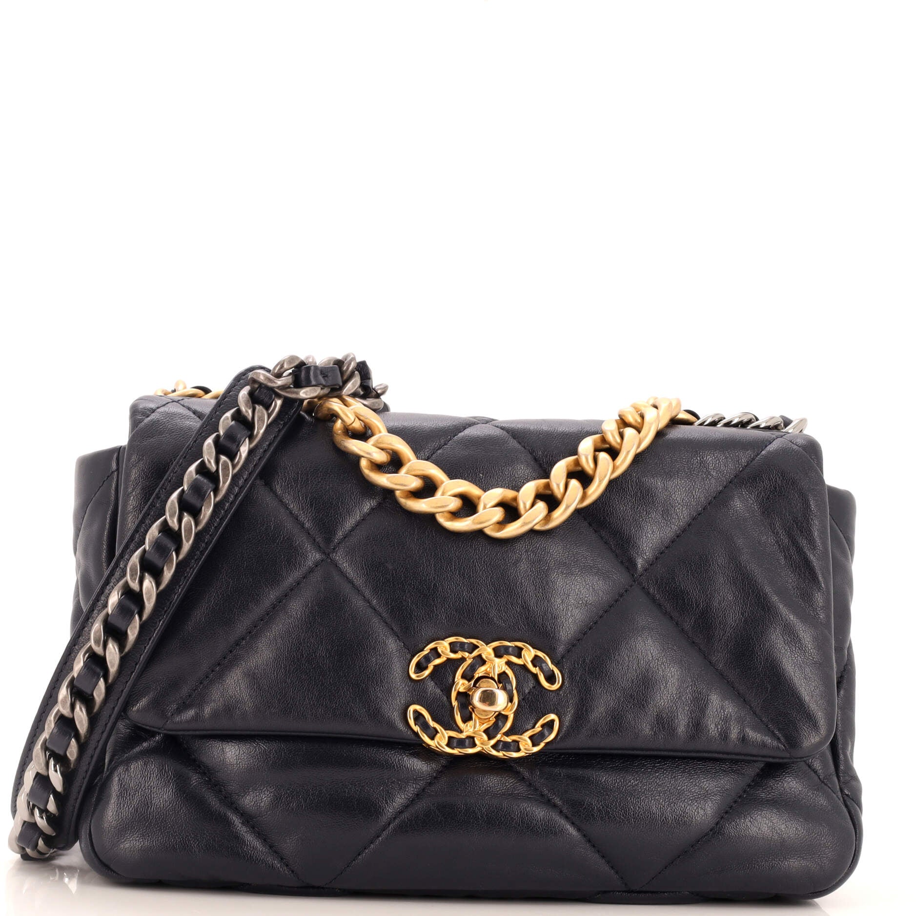 19 Flap Bag Quilted Leather Medium