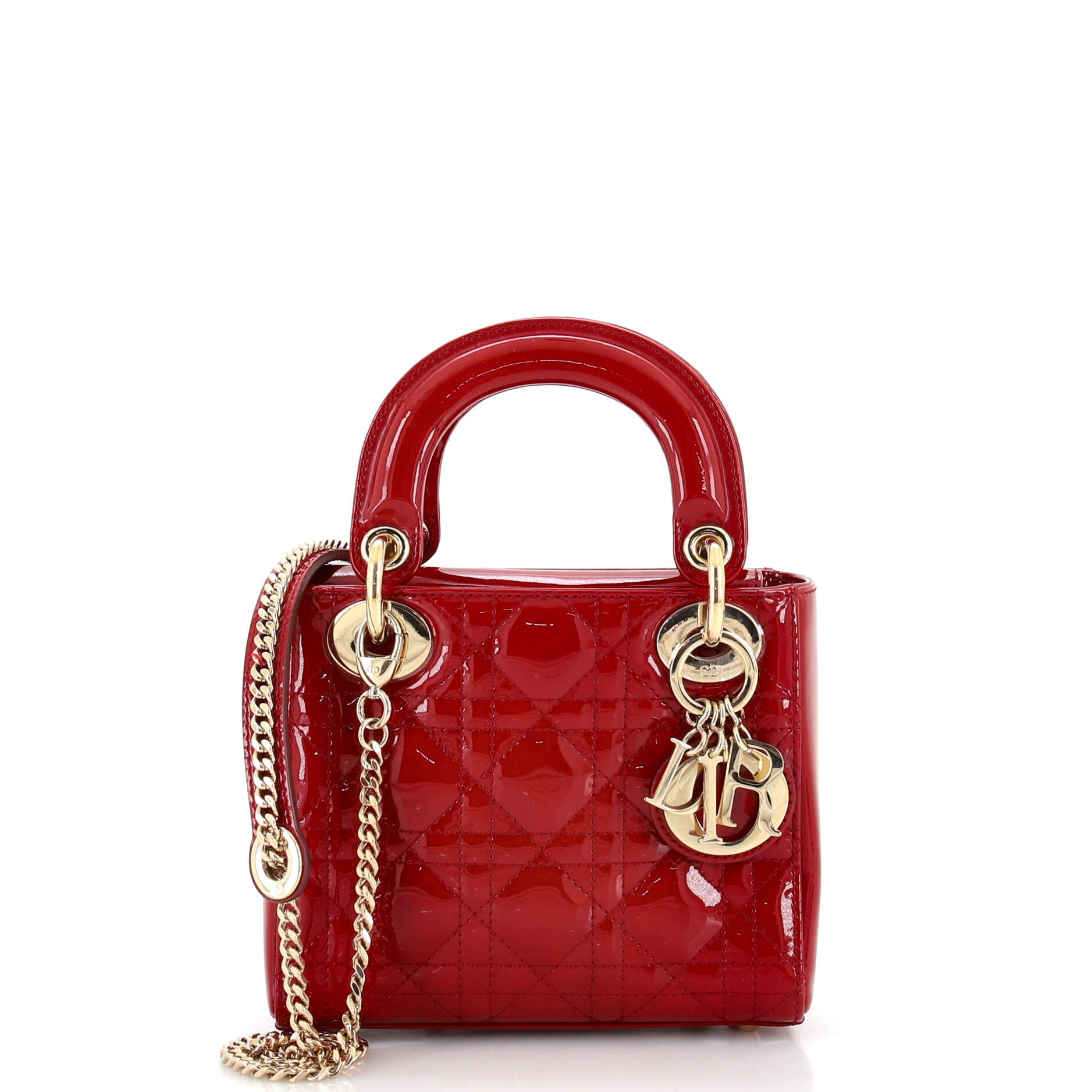 Lady Dior Chain Bag Cannage Quilt Patent Mini