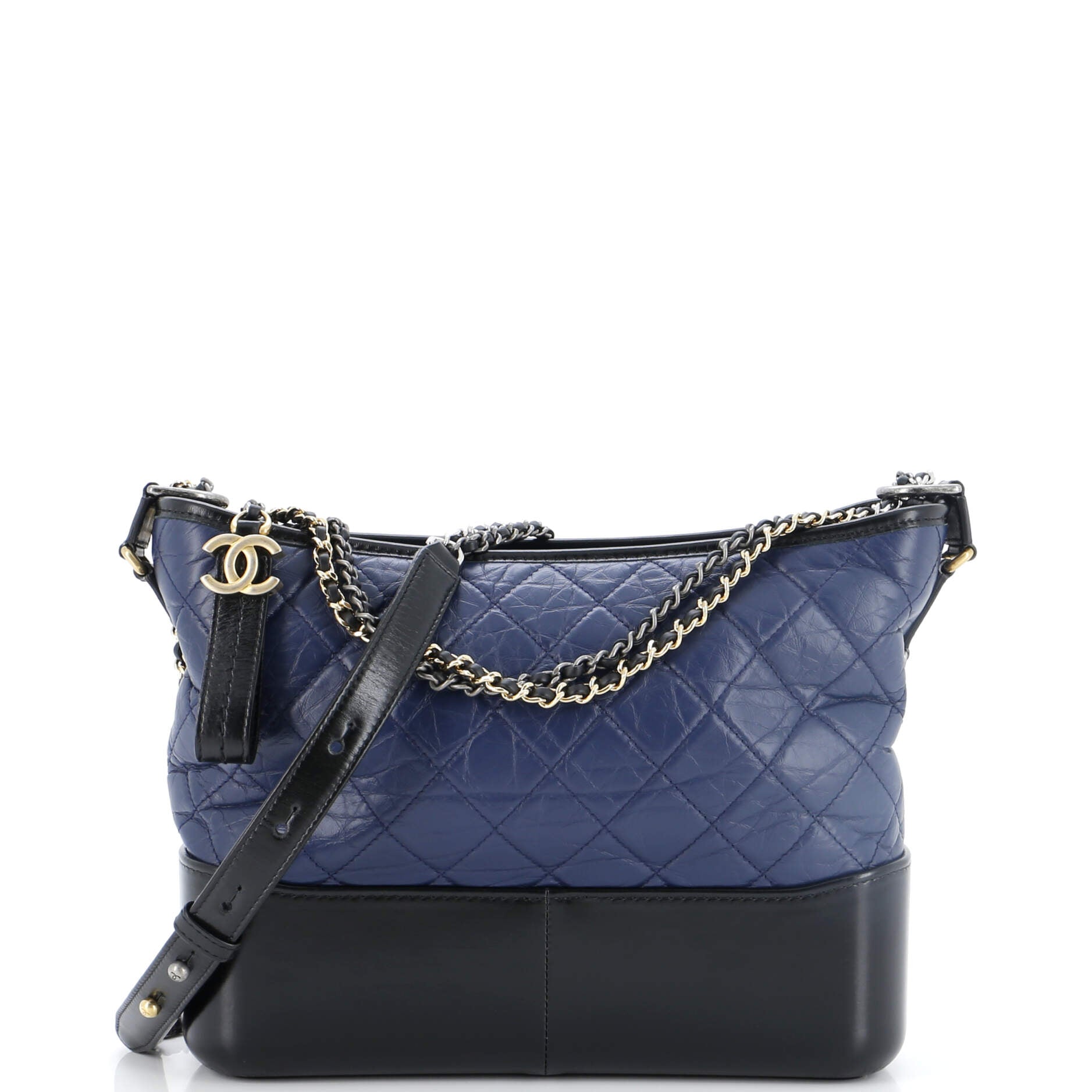 Bicolor Gabrielle Hobo Quilted Aged Calfskin Medium
