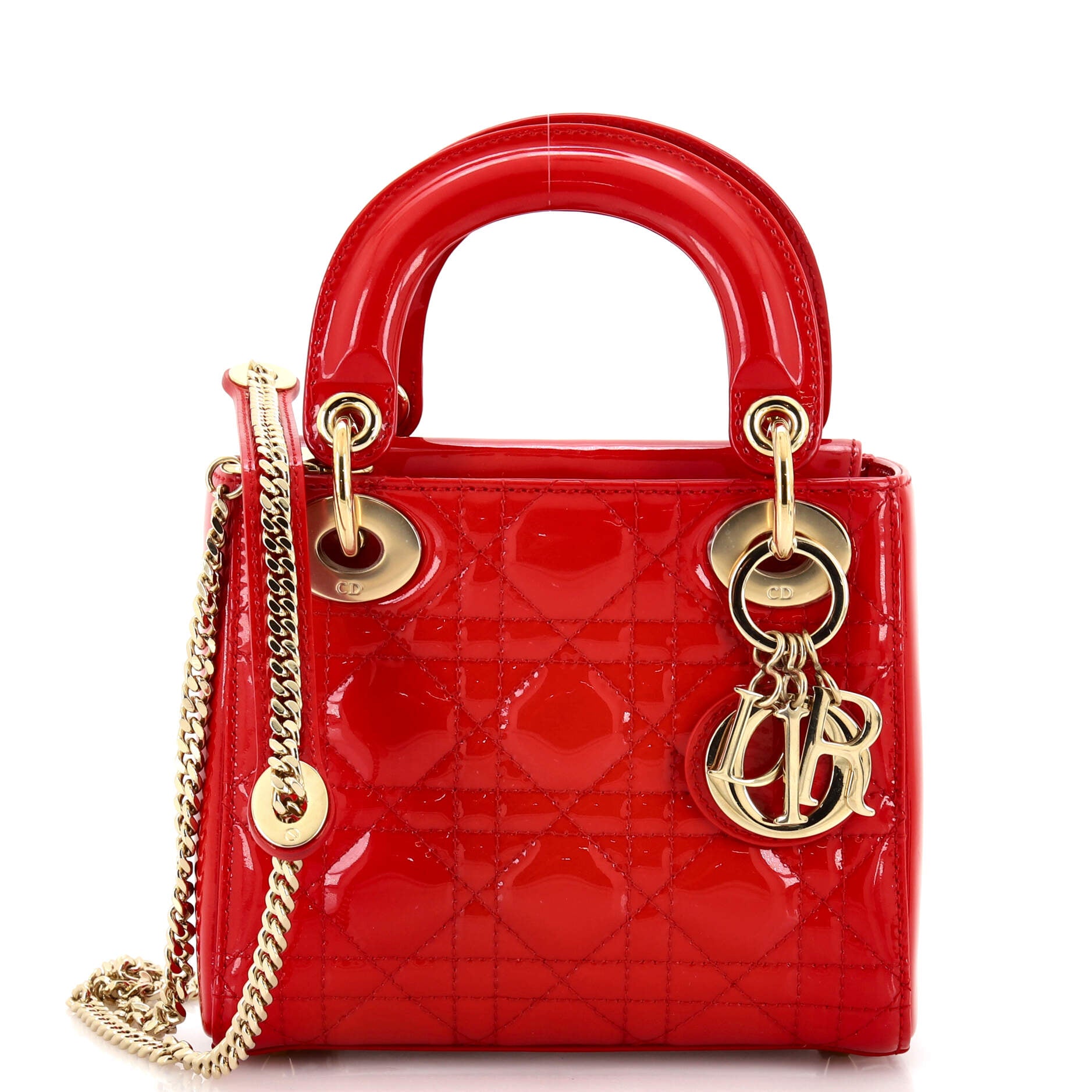 Lady Dior Chain Bag Cannage Quilt Patent Mini