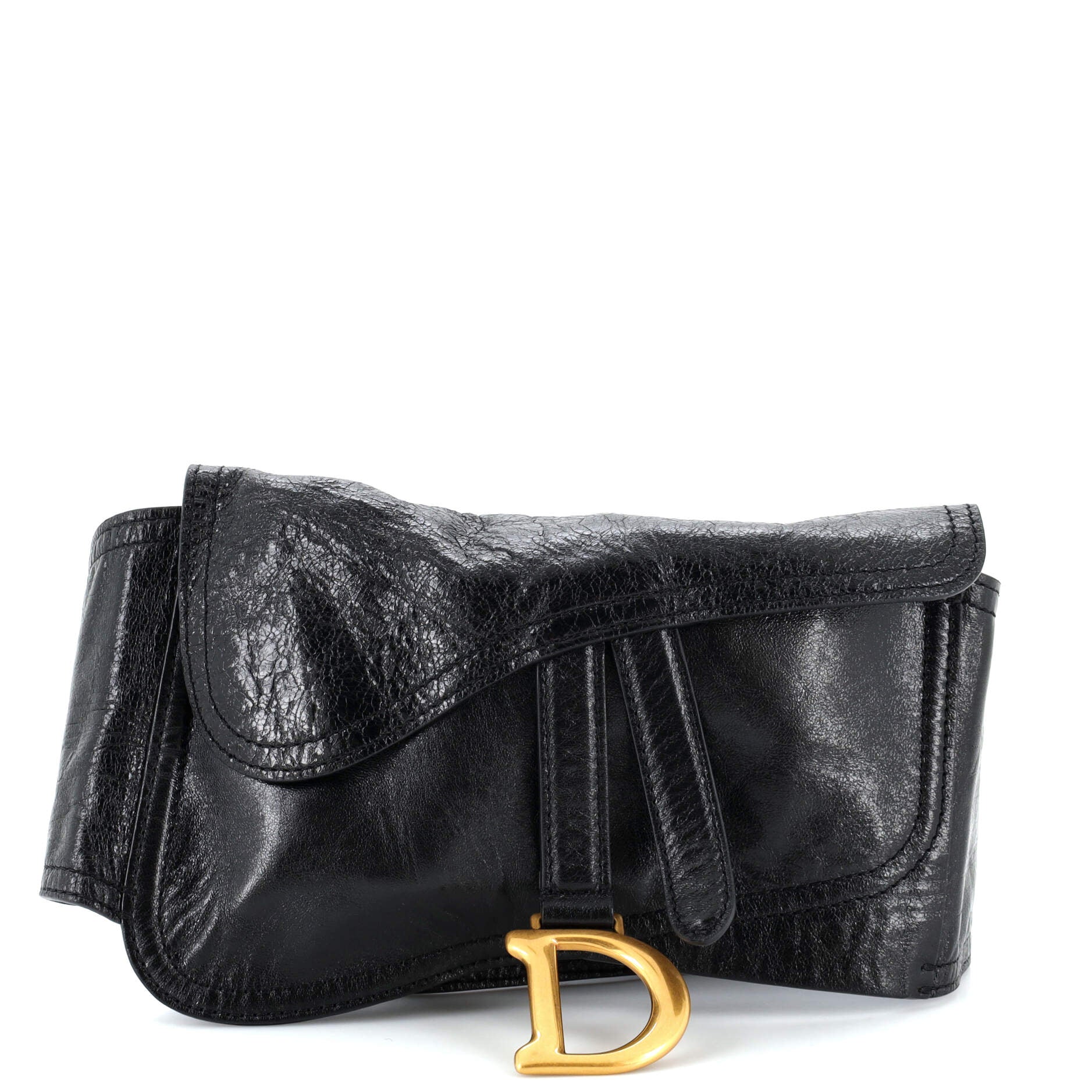 Saddle Double Buckle Belt Bag Leather