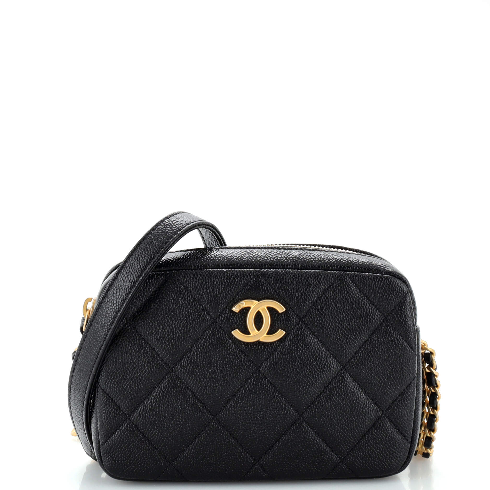 Chain Melody Camera Bag Quilted Caviar Small