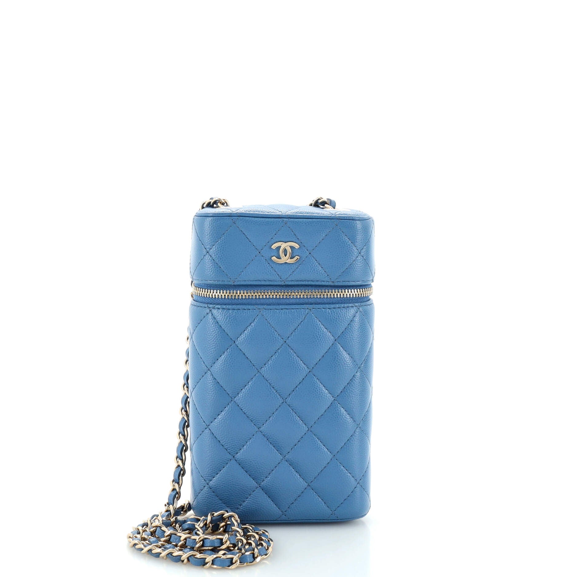 Classic Vanity Phone Holder with Chain Quilted Caviar