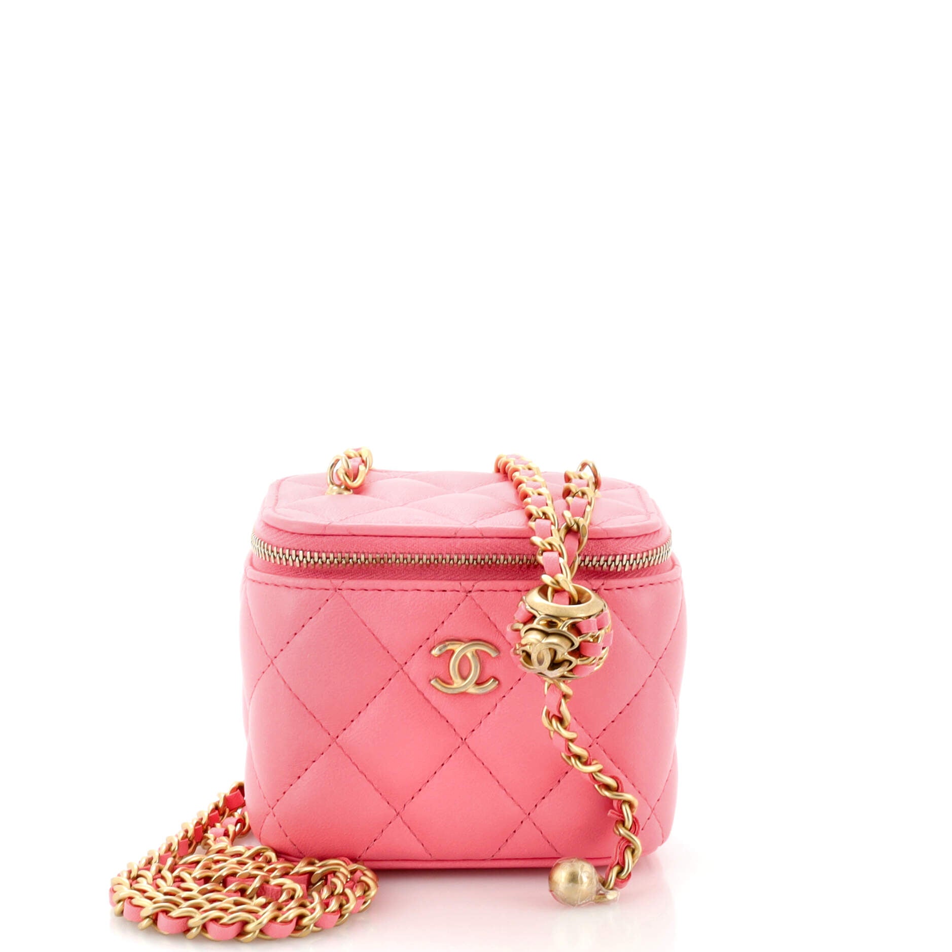 Pearl Crush Vanity Case with Chain Quilted Lambskin Mini