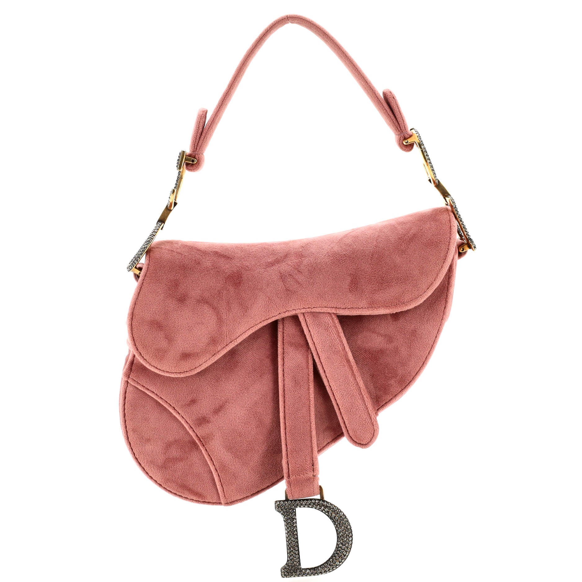 Saddle Handbag Velvet with Crystals Mini