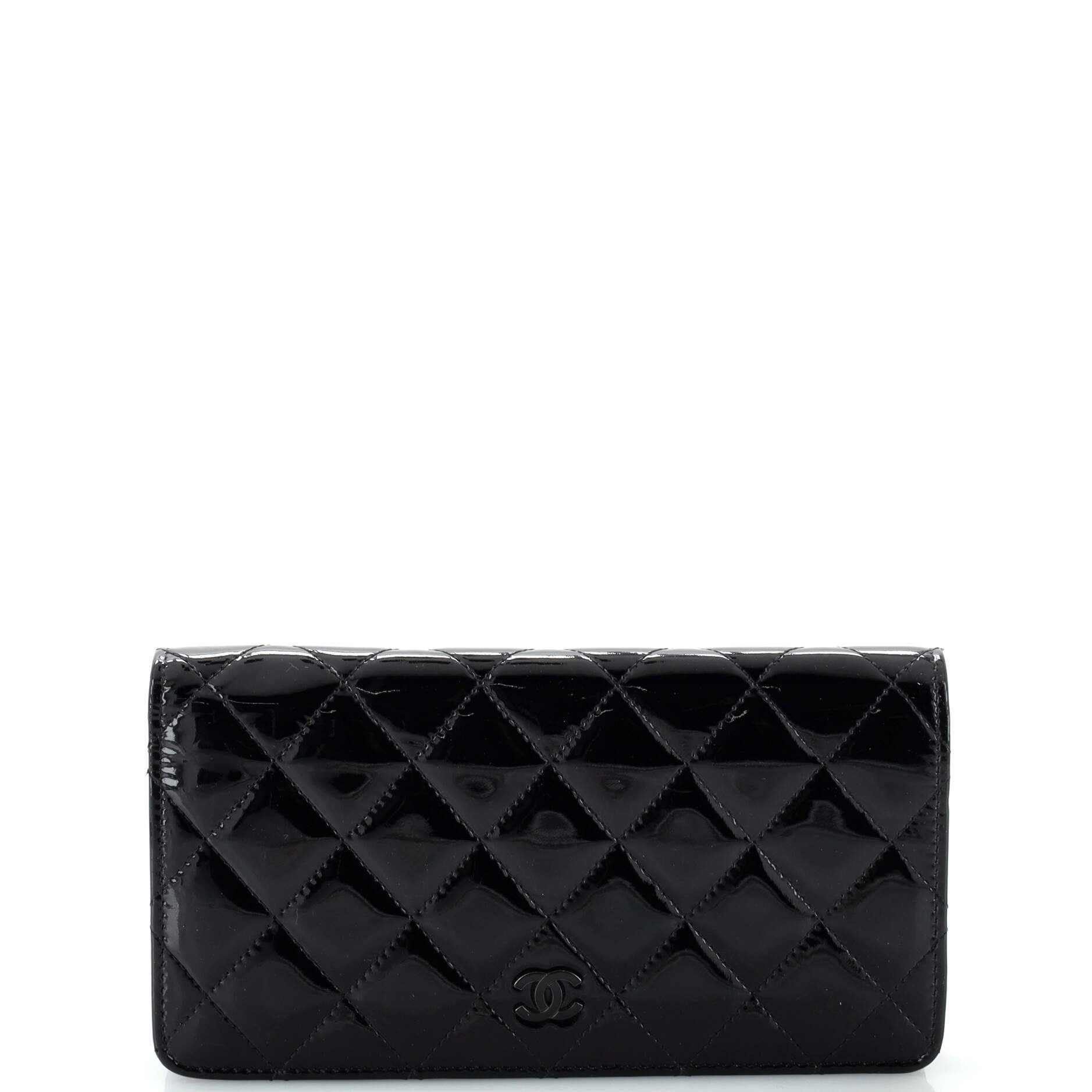 L-Yen Wallet Quilted Striated Metallic Patent Long