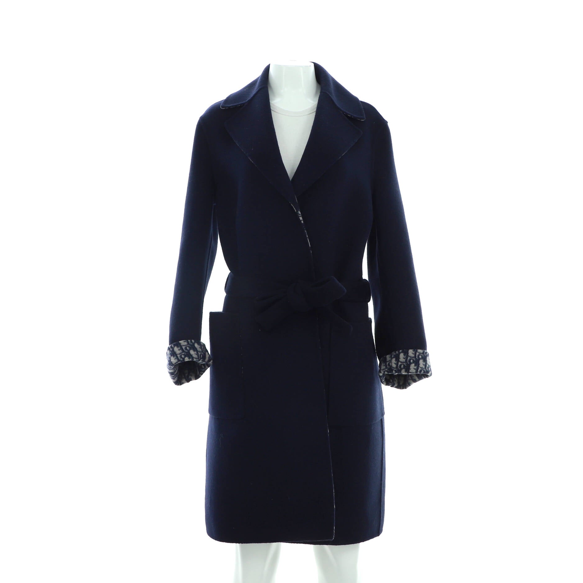 Women's Double-Sided Belted Long Coat Oblique Wool