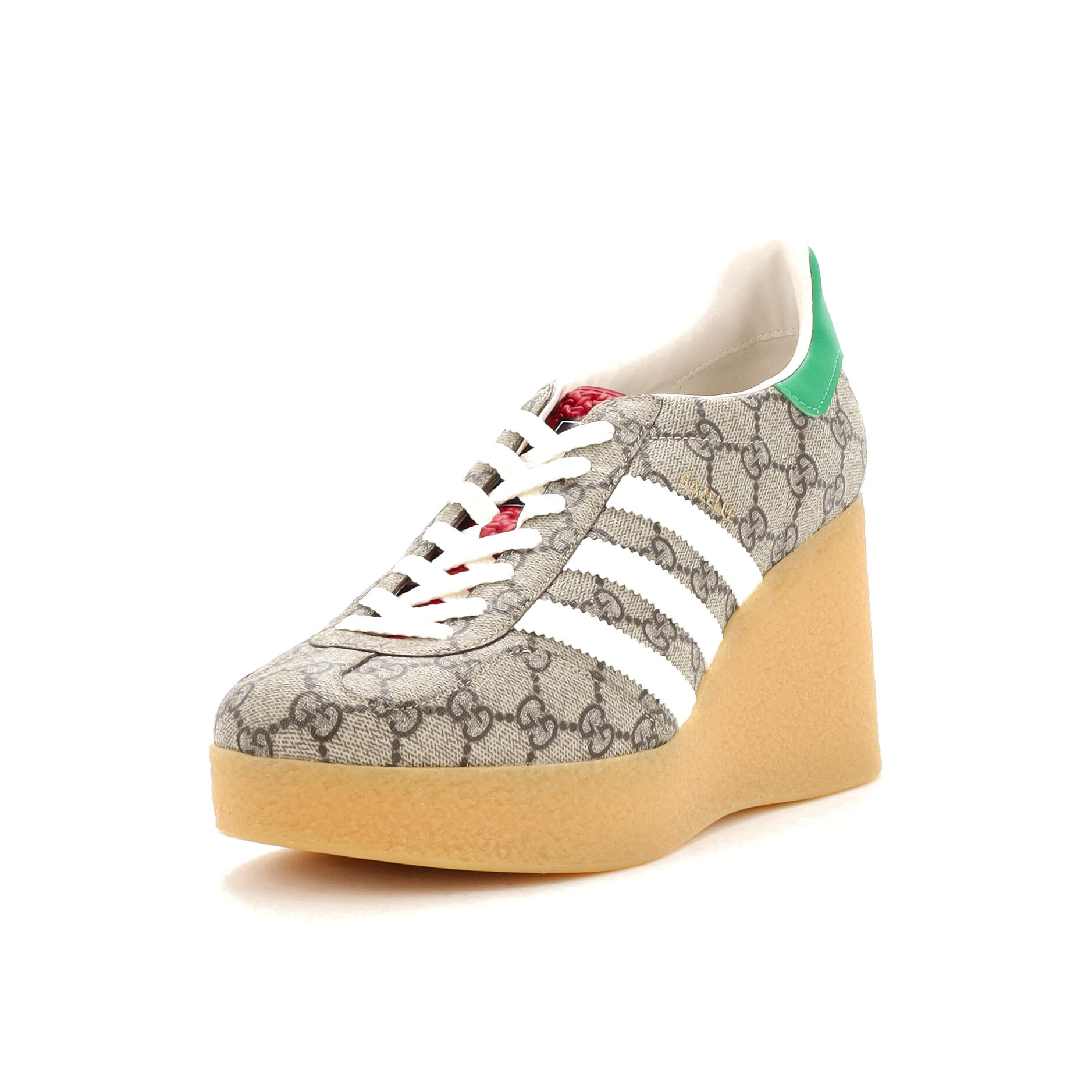 x Adidas Women's Gazelle Wedge Sneakers GG Coated Canvas with Rubber