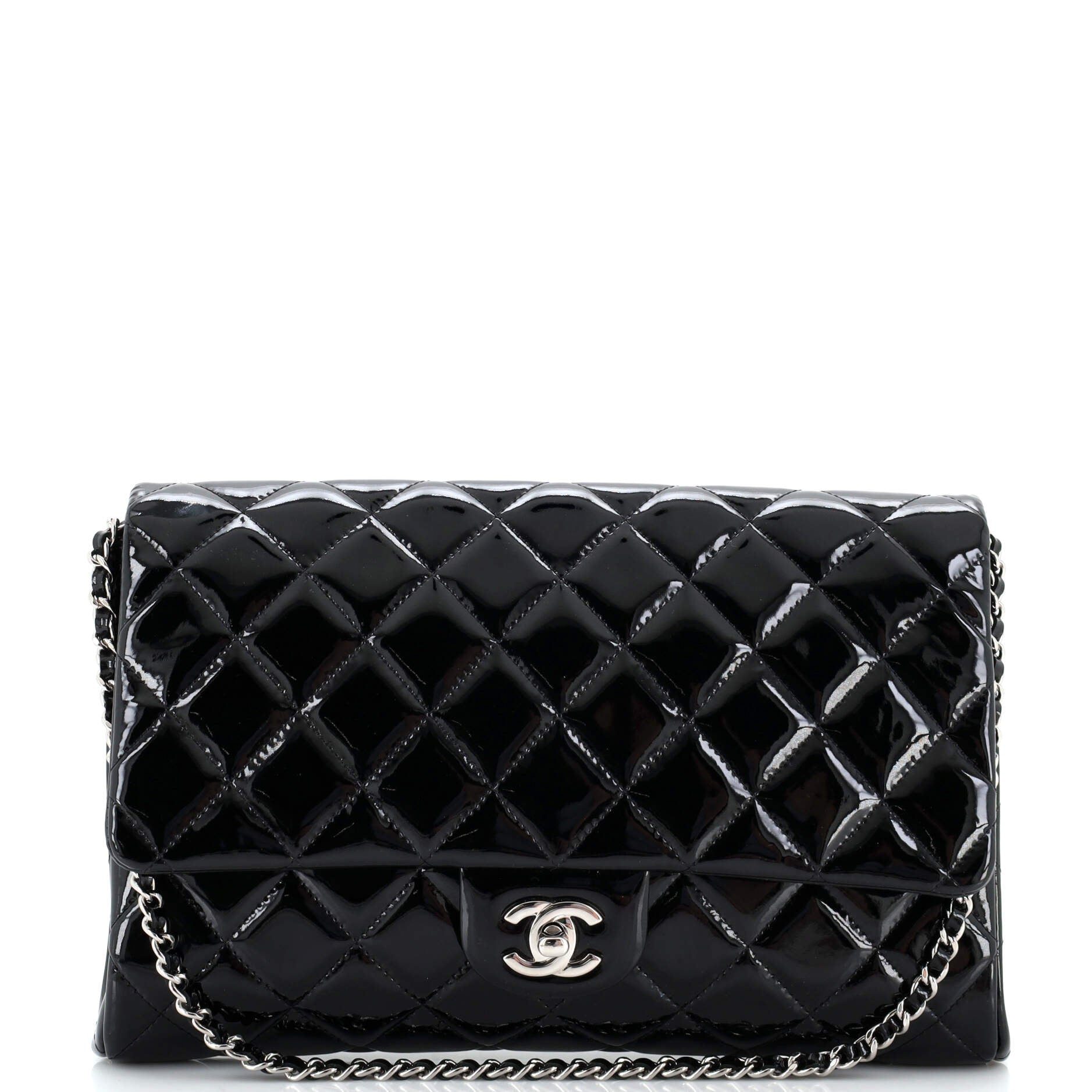 Clutch with Chain Quilted Patent