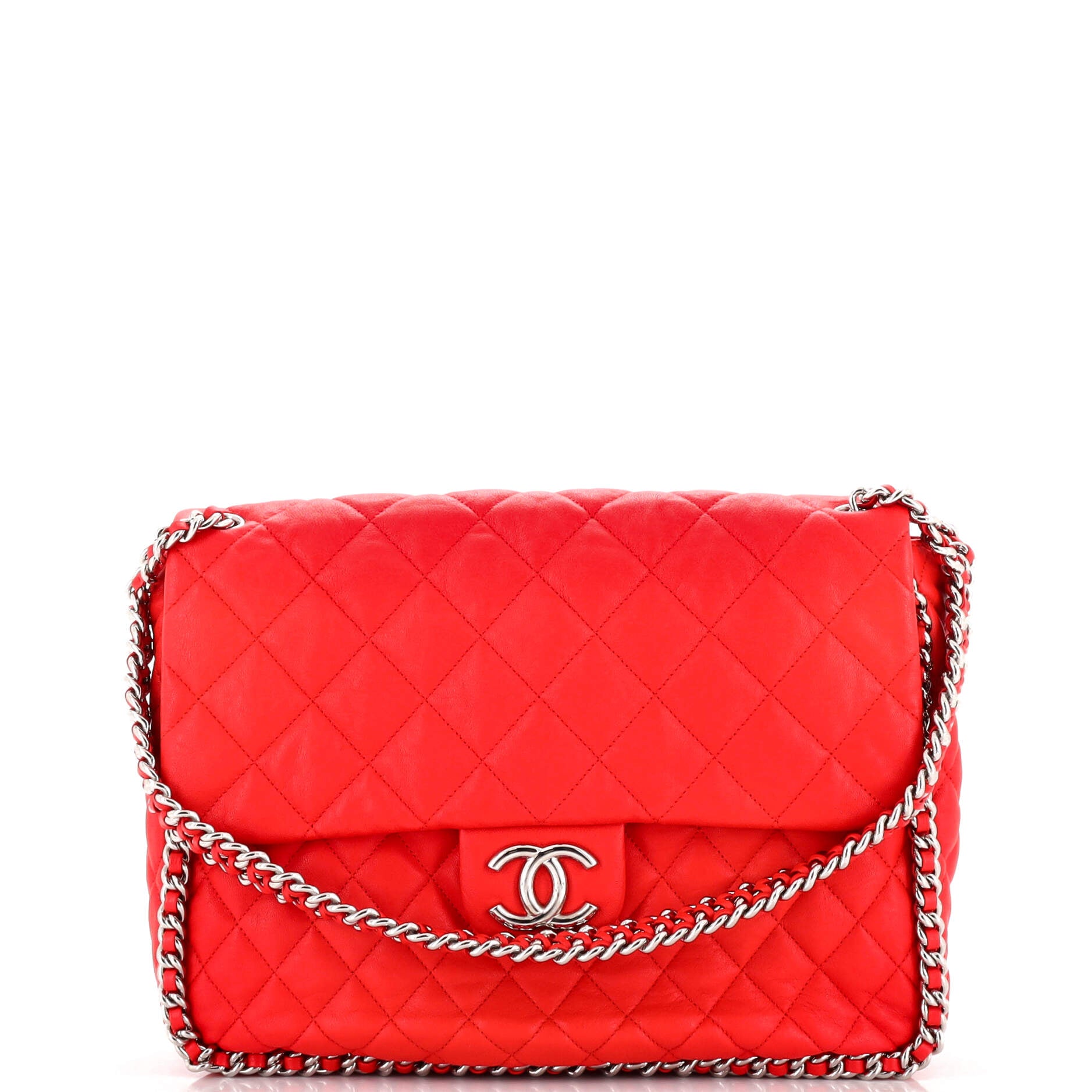 Chain Around Flap Bag Quilted Leather Maxi