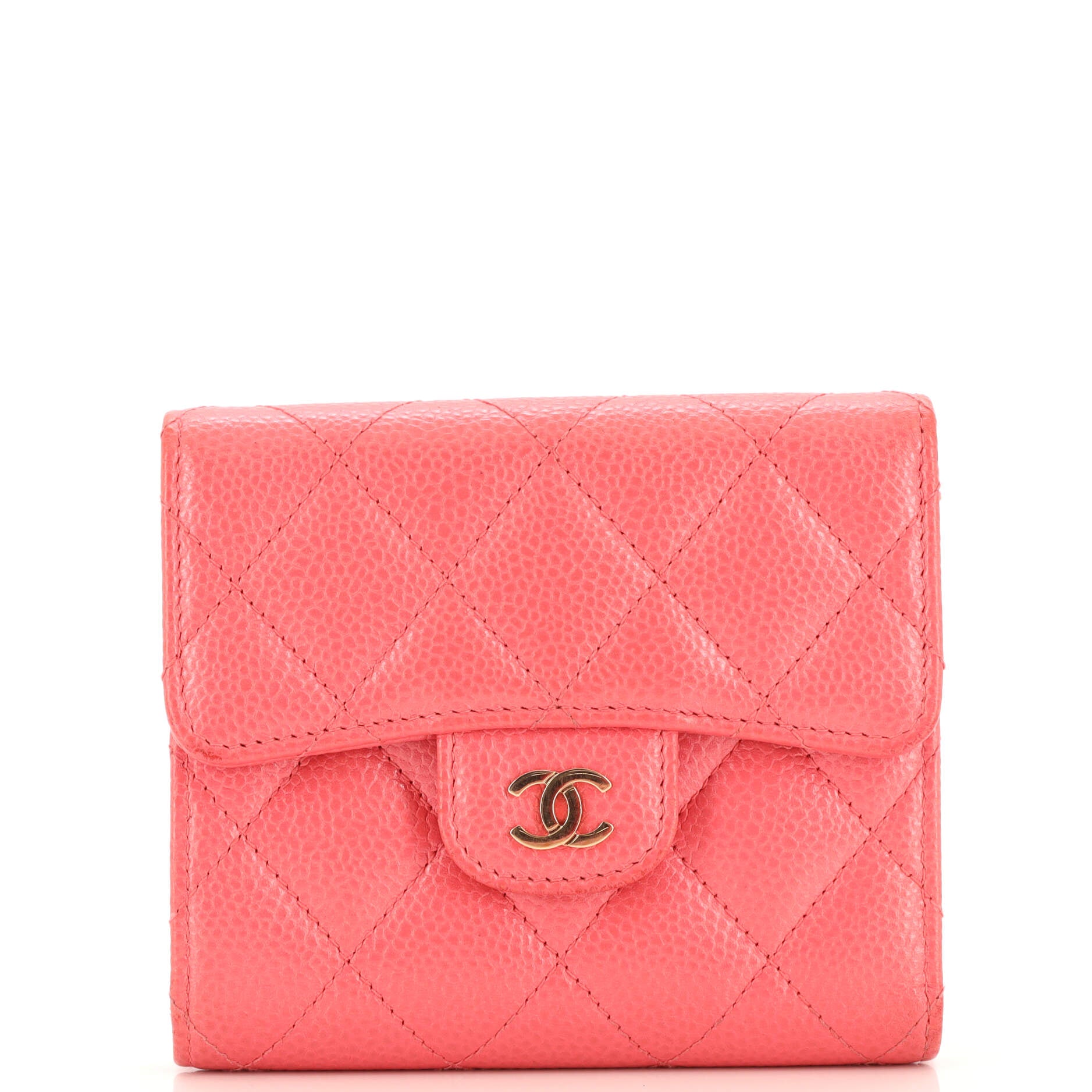 CC Compact Classic Flap Wallet Quilted Caviar