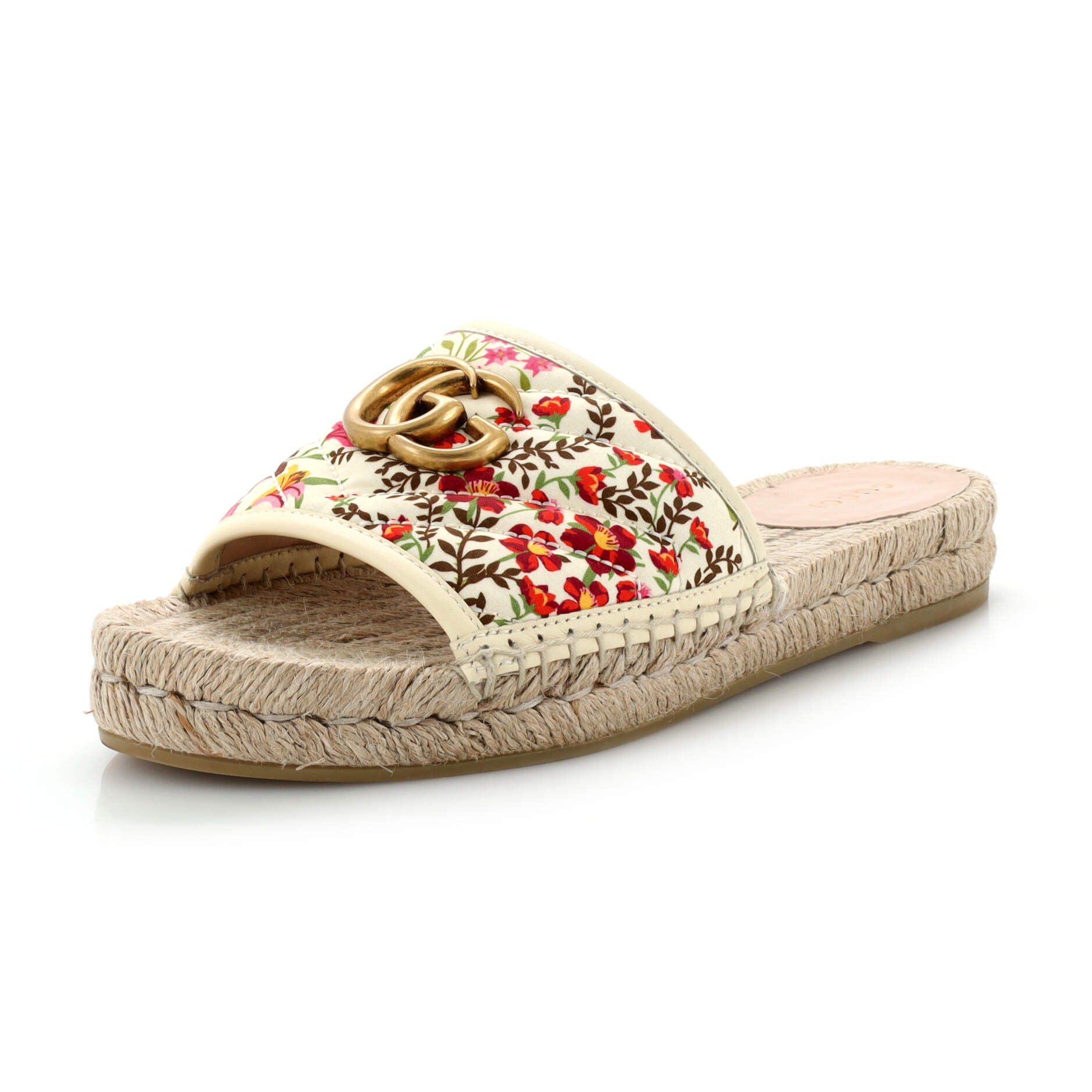Women's GG Marmont Espadrilles Slide Sandals Quilted Printed Canvas