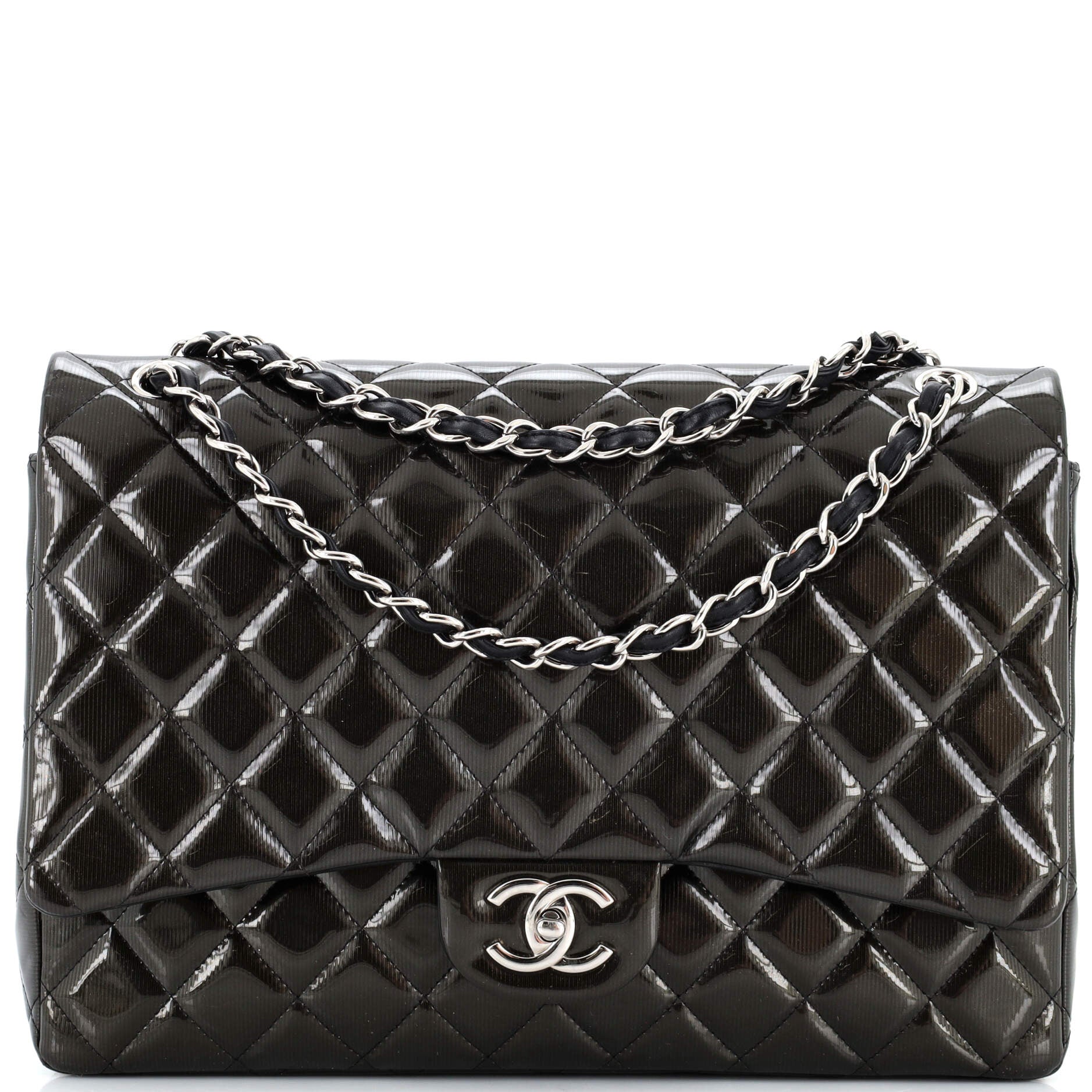 Classic Double Flap Bag Quilted Patent Maxi