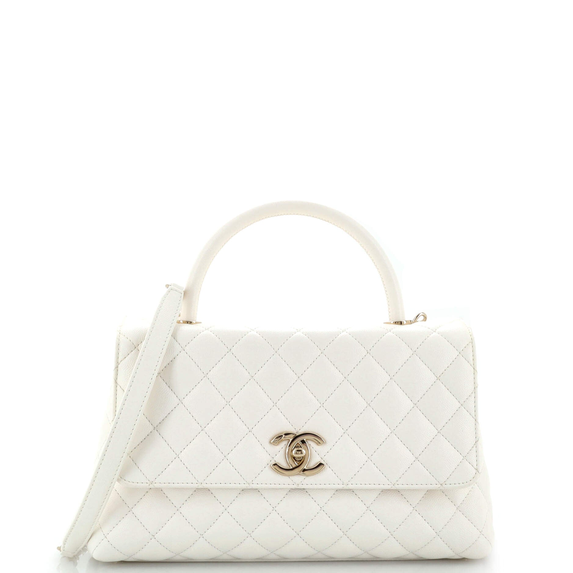 Coco Top Handle Bag Quilted Caviar Small