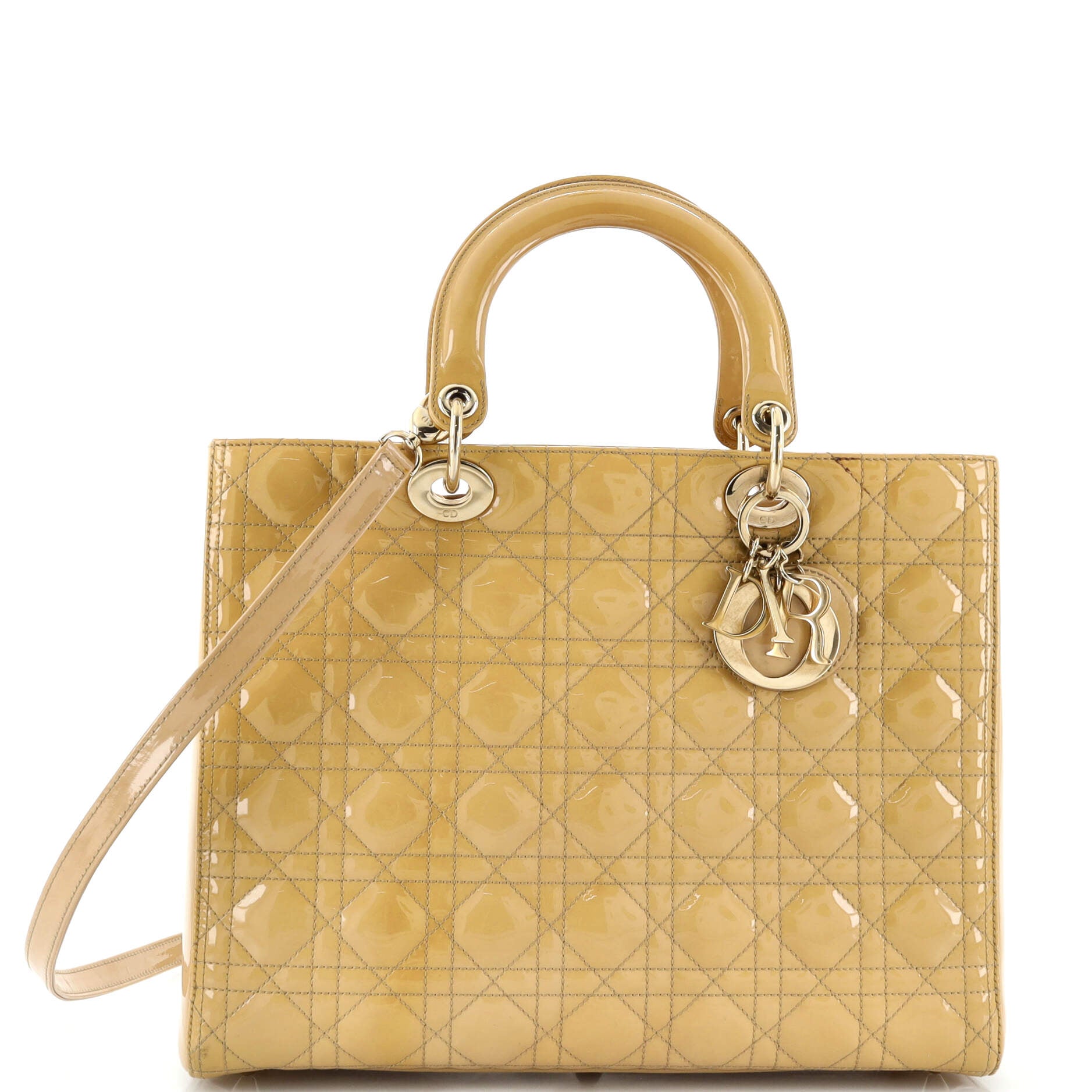 Vintage Lady Dior Bag Cannage Quilt Patent Large
