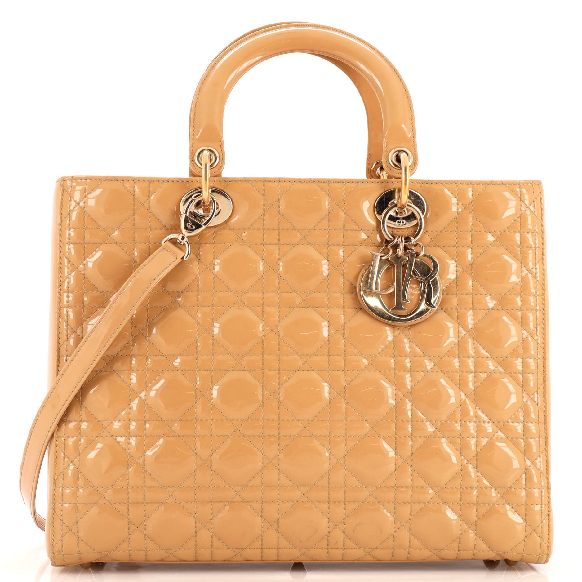 Lady Dior Bag Cannage Quilt Patent Large