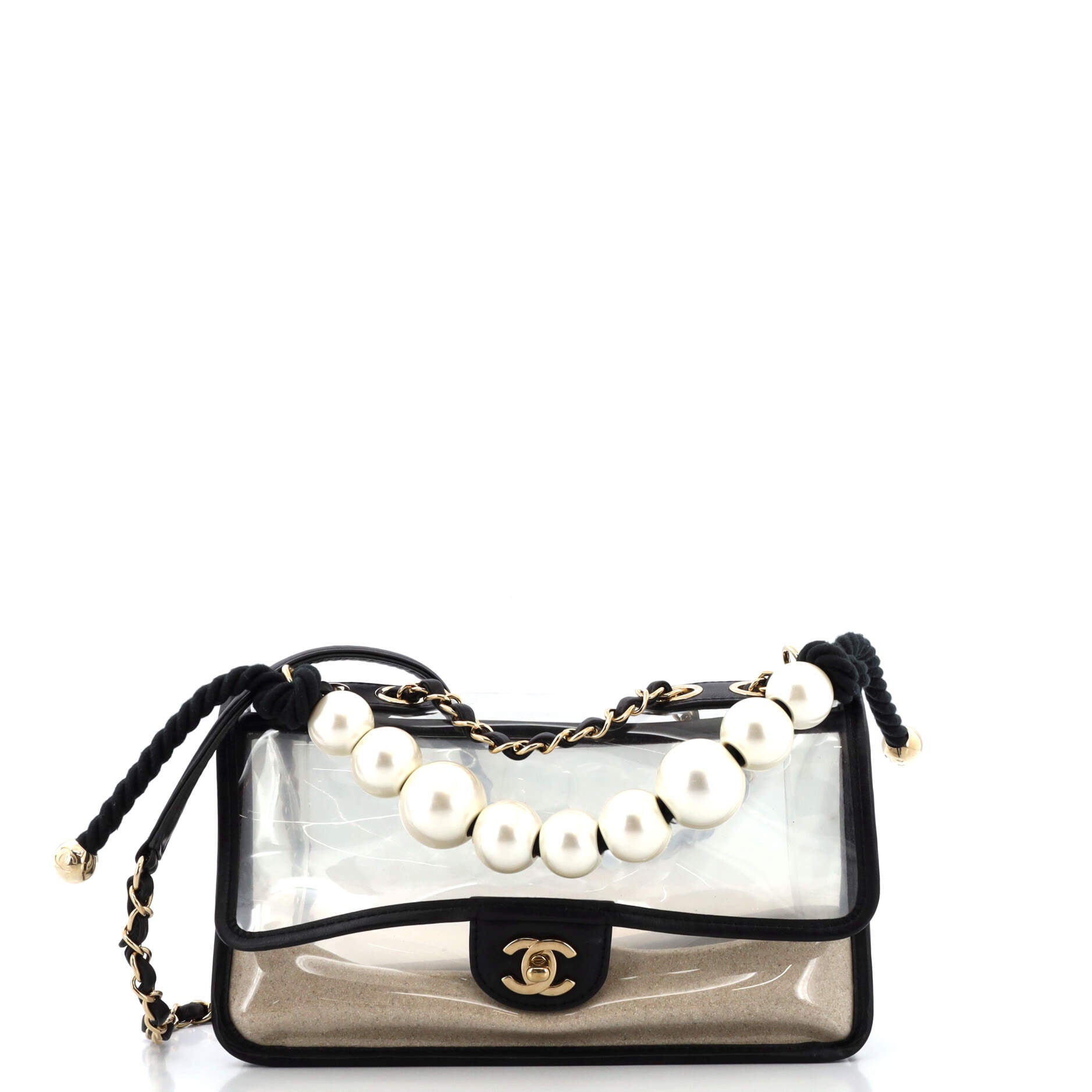 Sand By The Sea Pearl Flap Bag PVC with Lambskin Medium