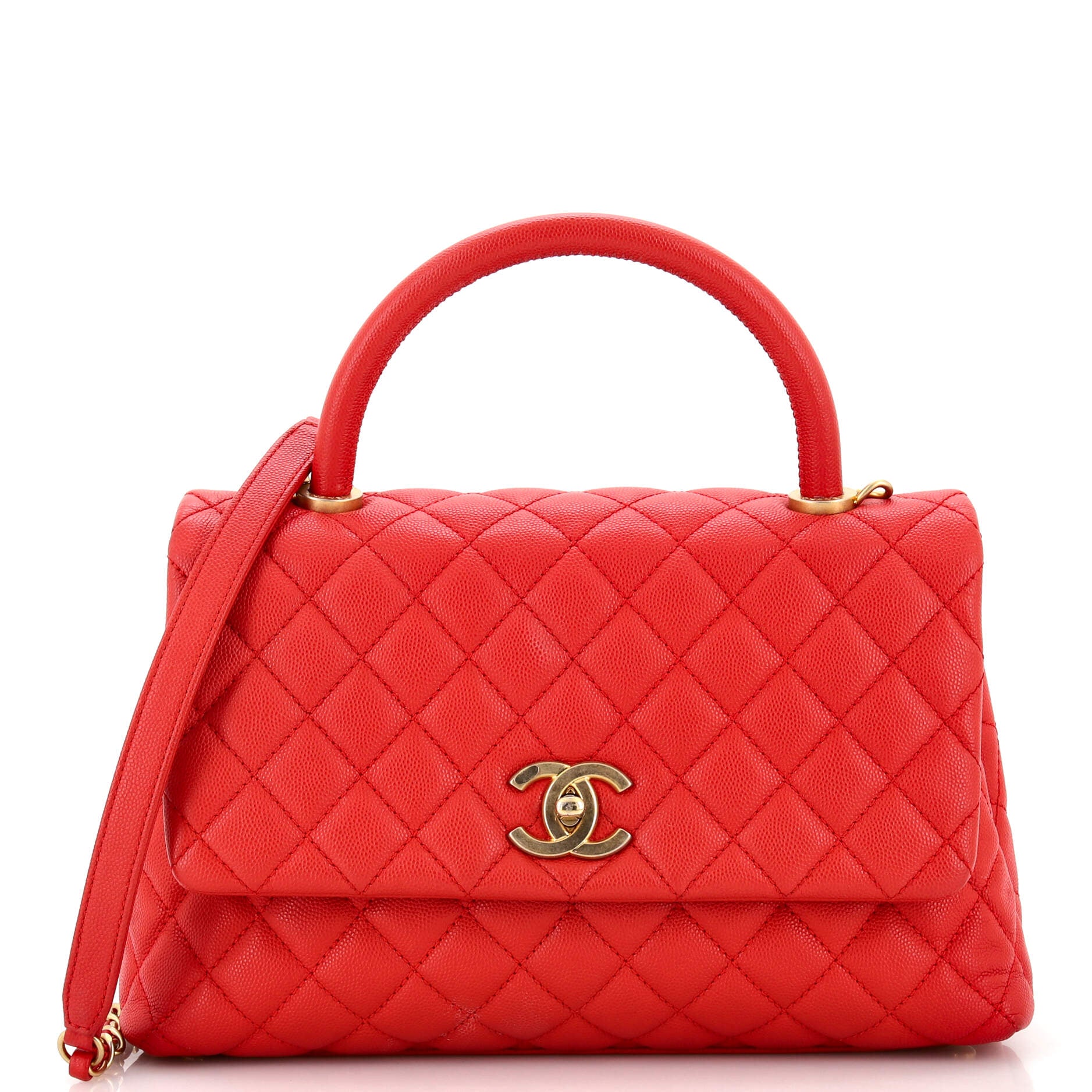 Coco Top Handle Bag Quilted Caviar Small